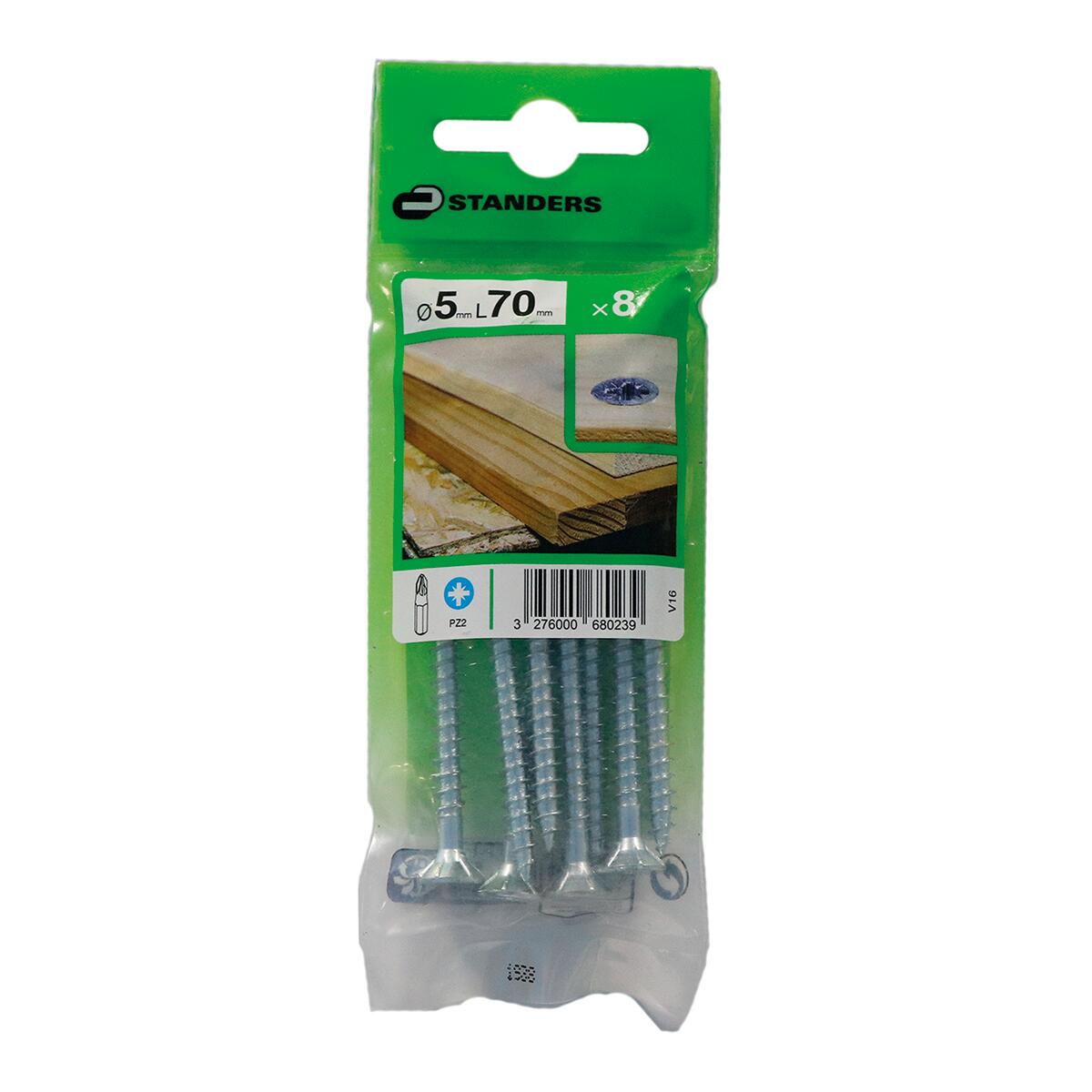 8 Parafusos STANDERS PLANO OVAL PZ CROMADO 5X70 - 4