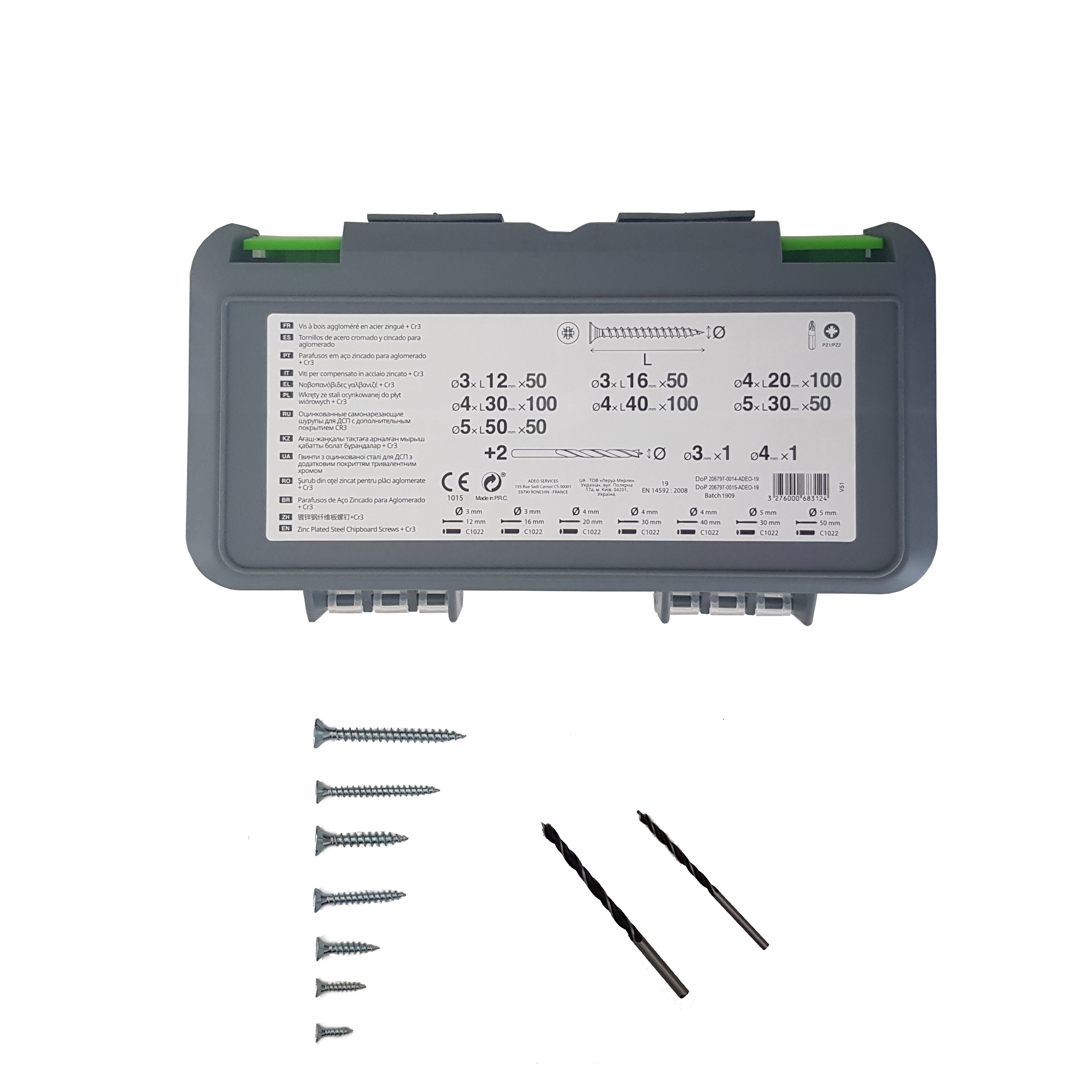 Lot de 500 vis argent V51 STANDERS L. multiples pozidriv tête fraisée - 3