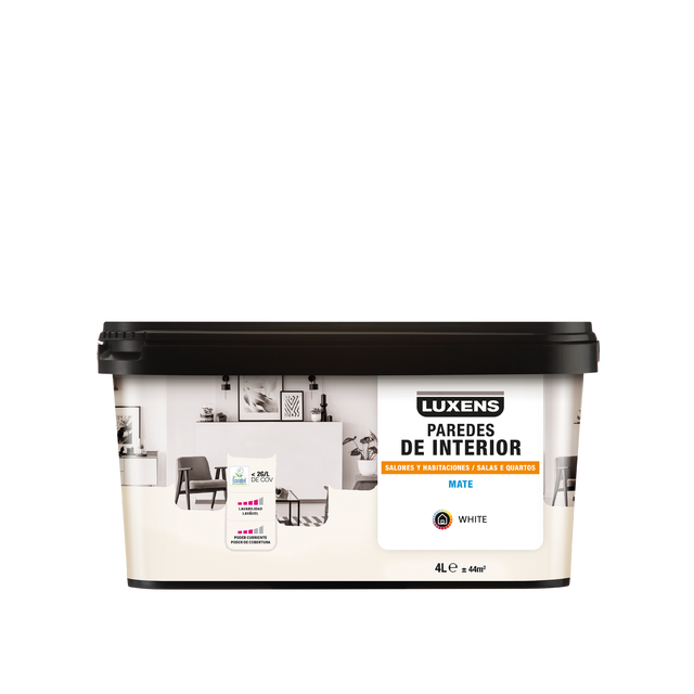 Pintura salones y habitaciones LUXENS mate 4L blanco