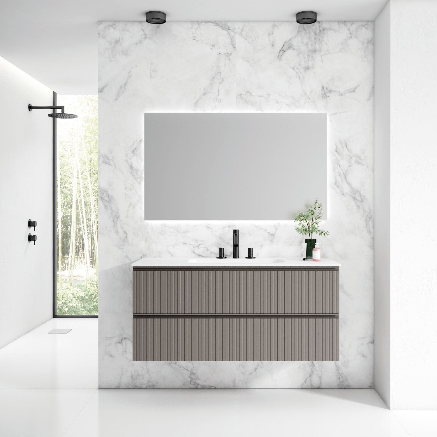 Mobile da bagno sospeso sotto lavabo L 120 cm tortora Ares - 2