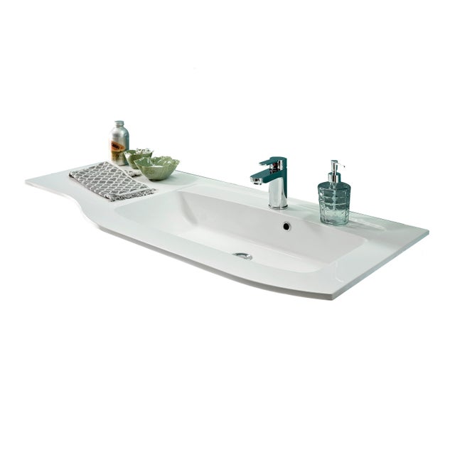 Lavabo a incasso rettangolare Neo Moon L 121 x H 2.5 cm in resina bianco