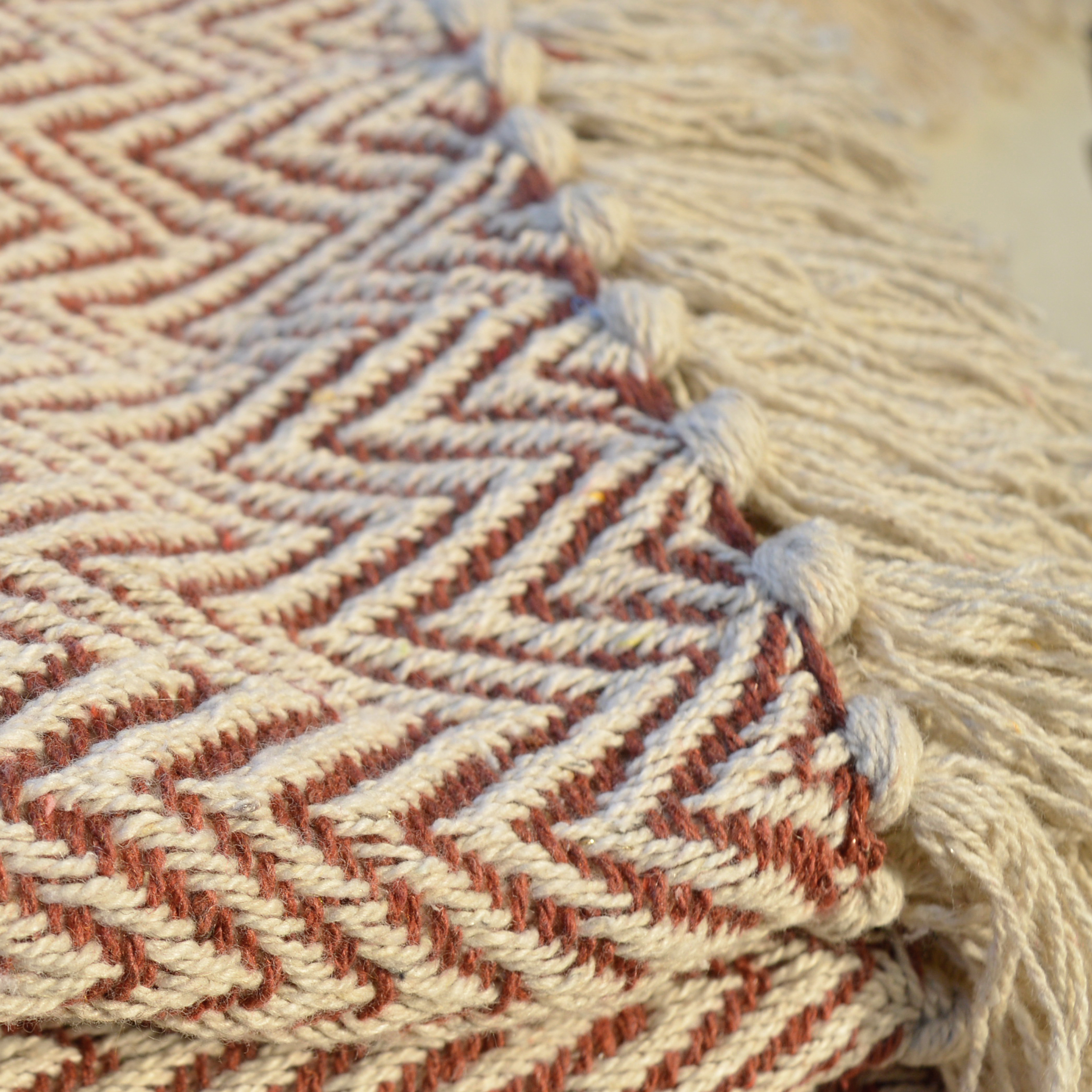 Plaid Aubin, beige / rouge l.130 x L.180 cm INSPIRE - 2