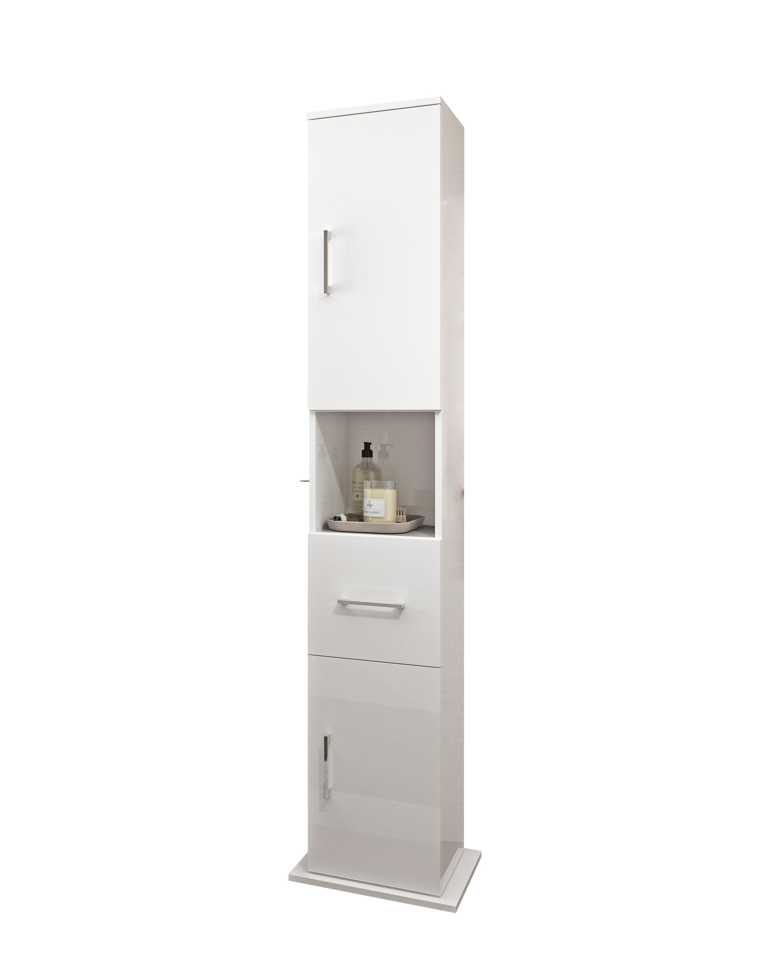Colonna per mobile bagno Simona 1 cassetto 2 ante P 39 x L 39 x H 190 cm bianco pvc - 2