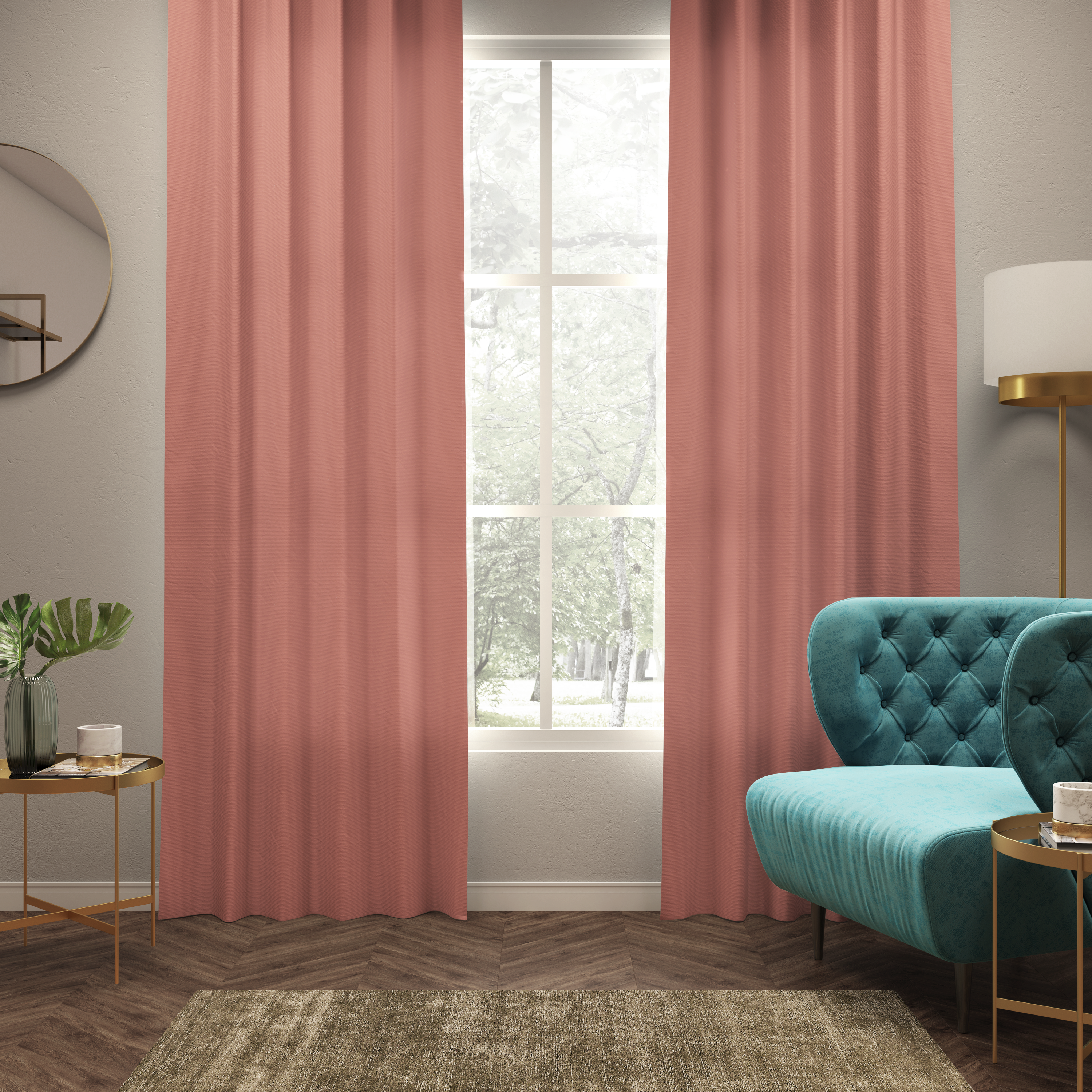 Rideau tamisant, Sunny, coton, rose H.280 x l.140 cm INSPIRE - 4