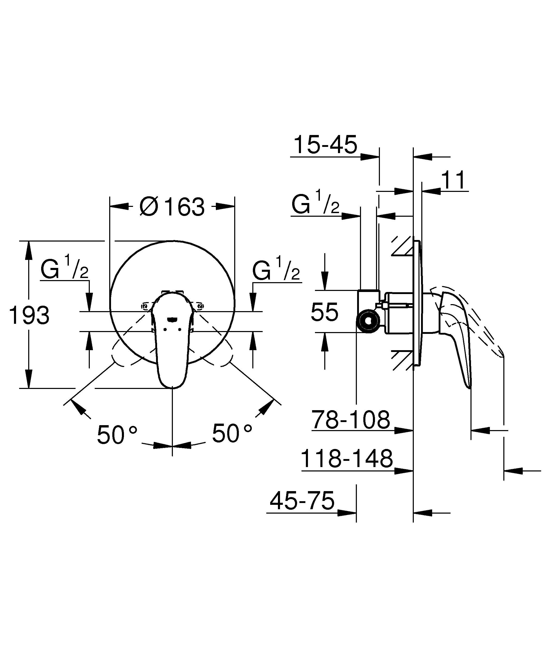 Rubinetto per doccia monocomando Eurostyle cromo lucido GROHE - 2