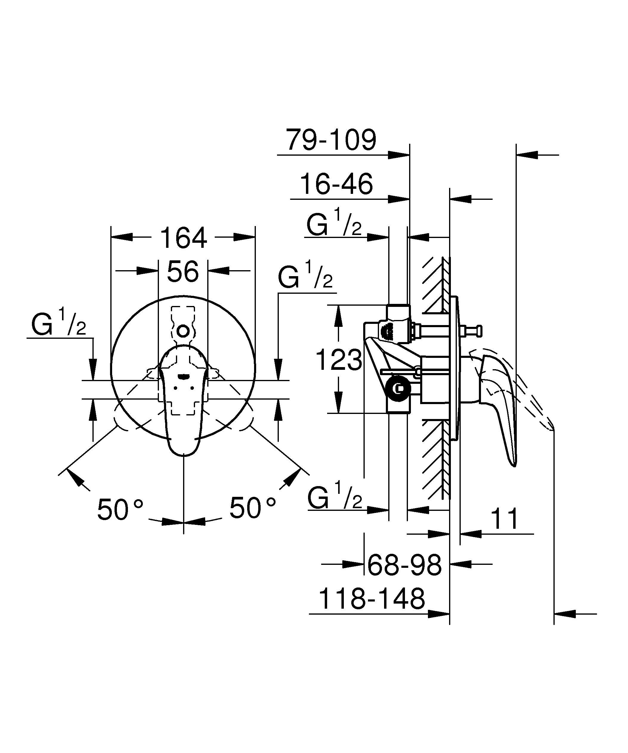 Rubinetto per doccia monocomando Eurostyle cromo lucido GROHE - 2