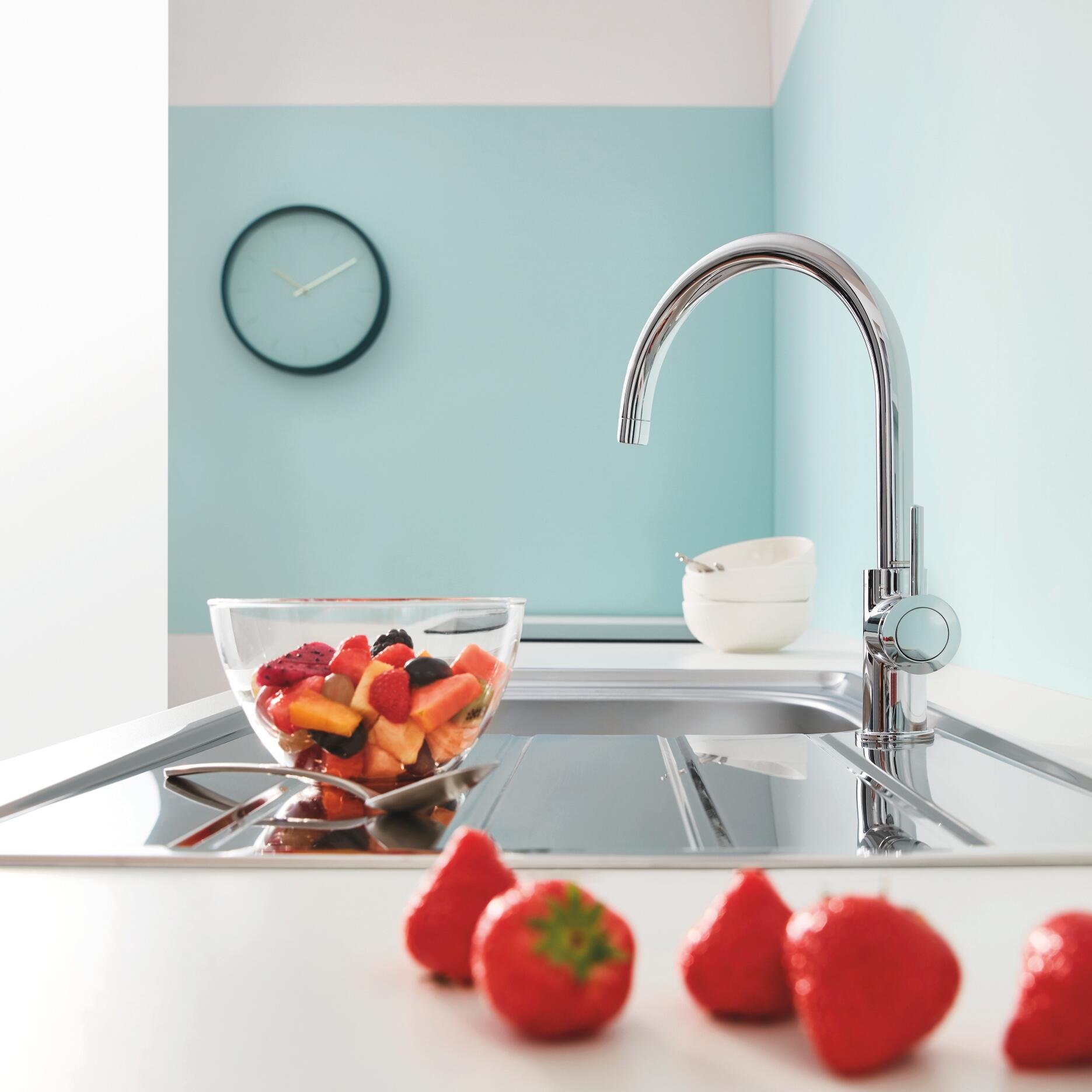 Rubinetto da cucina fisso a collo di cigno Start Classic argento cromato lucido GROHE - 3