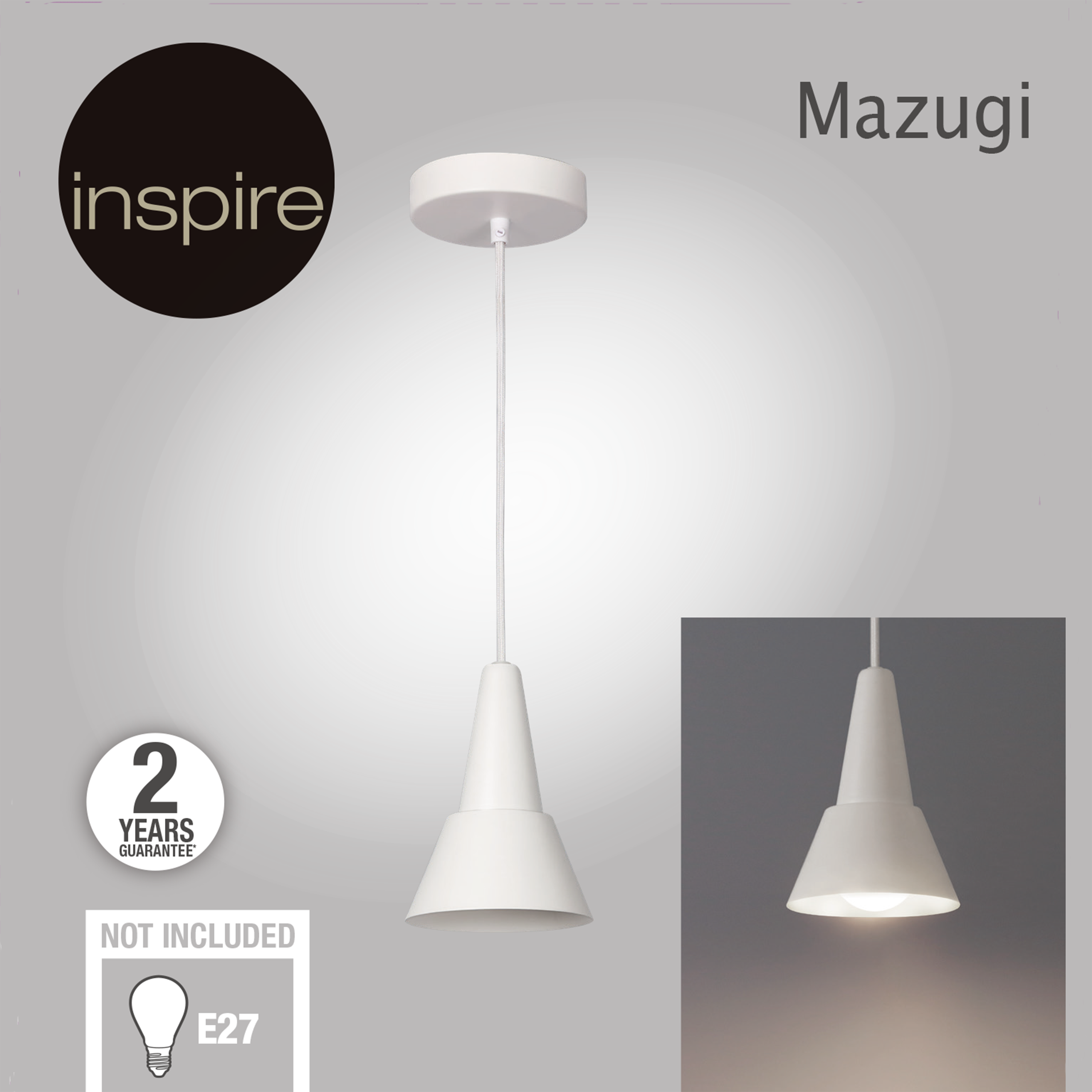 Lampa wisząca Mazugi biała E27 Inspire - 13