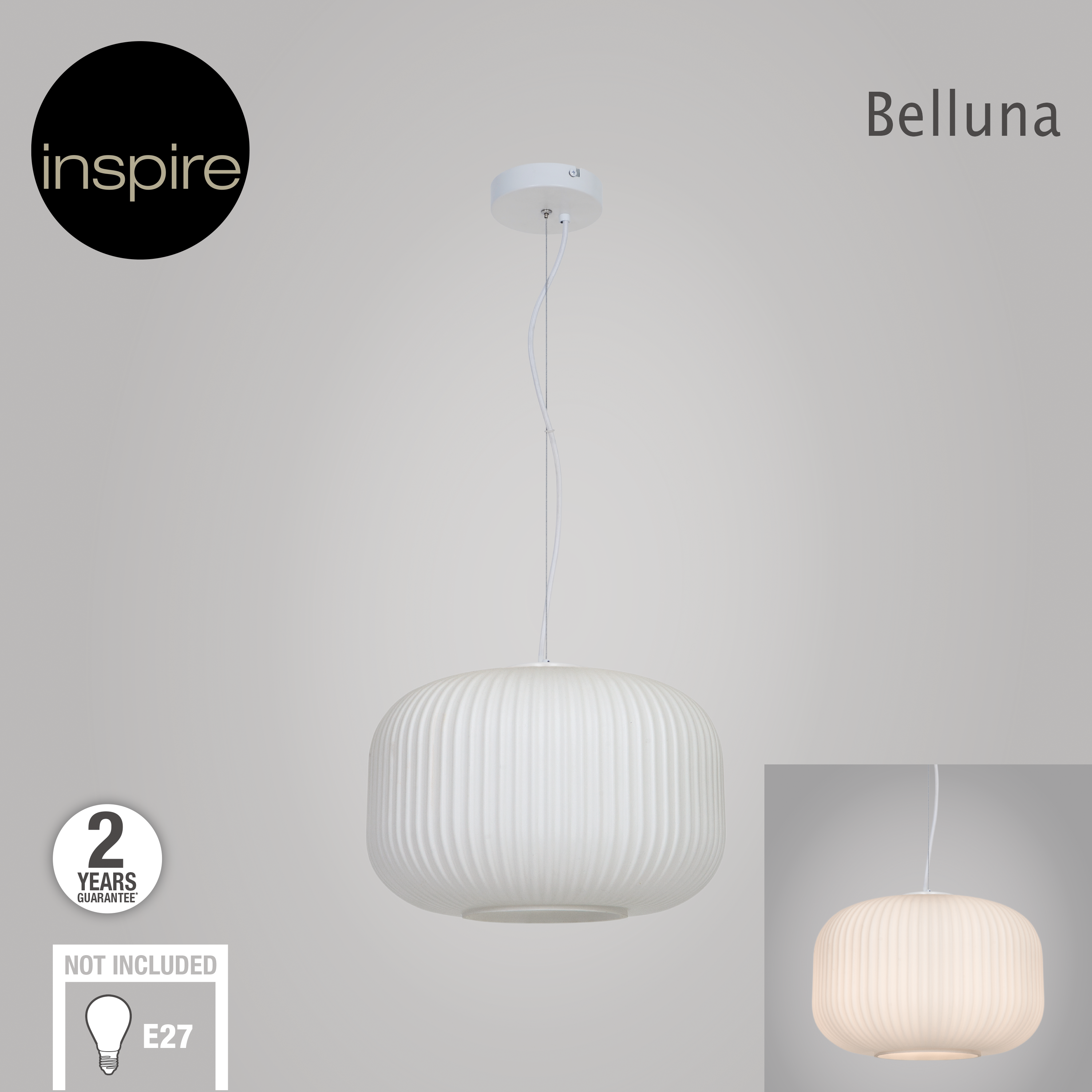 Lampa wisząca Belluna biała E27 Inspire - 11
