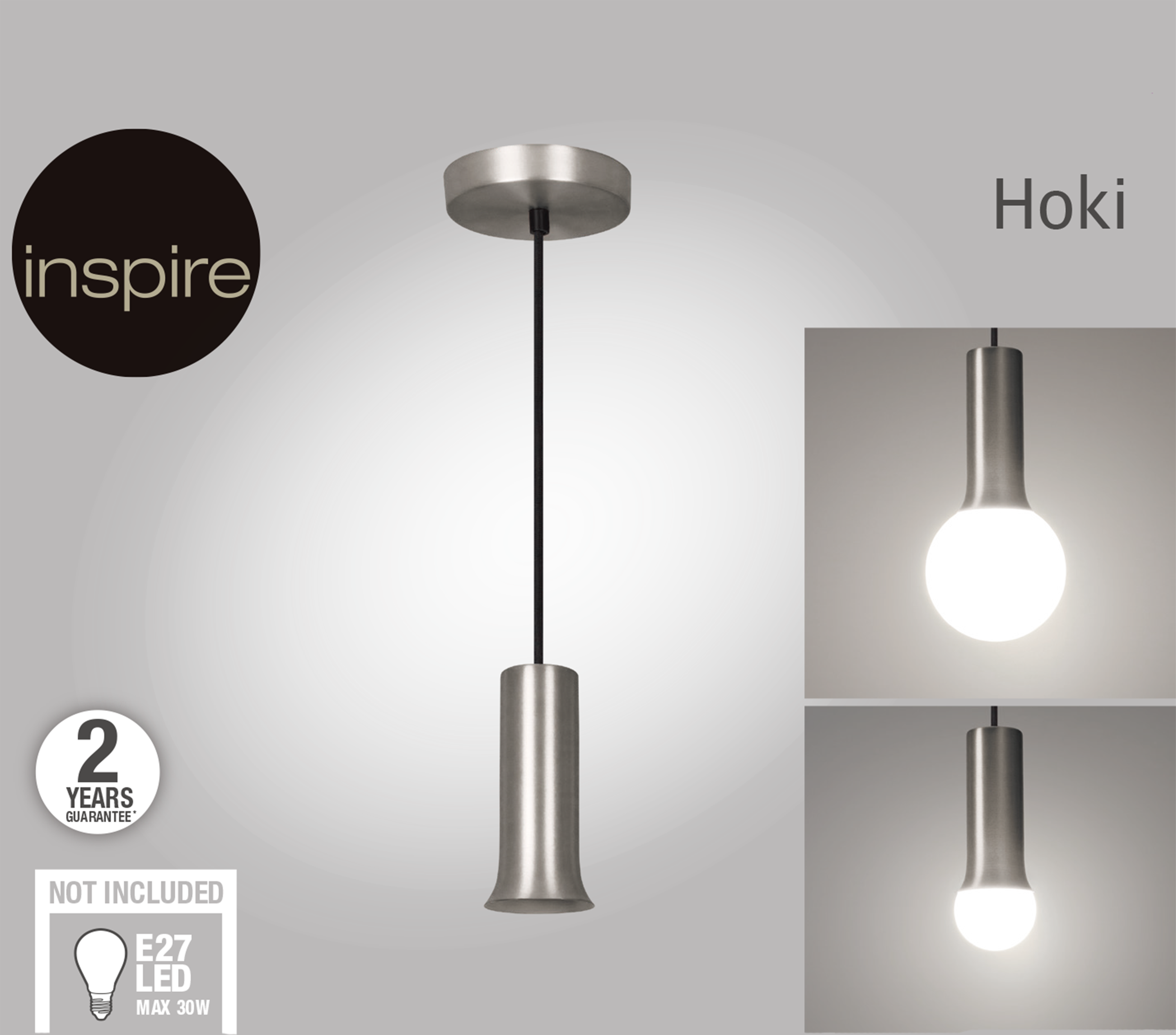 Lampa wisząca Hoki nikiel E27 Inspire