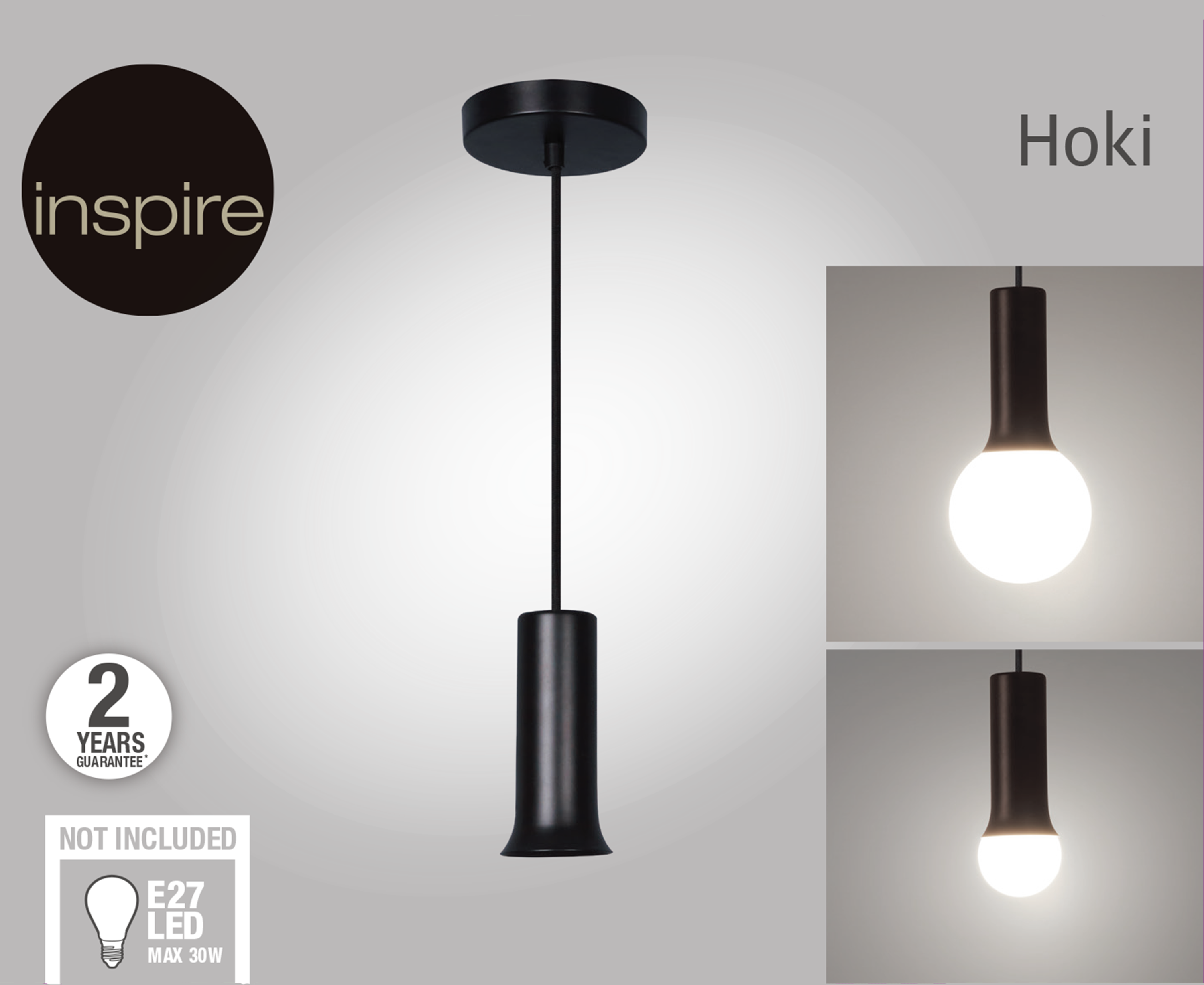 Lampa wisząca Hoki czarna E27 Inspire - 2