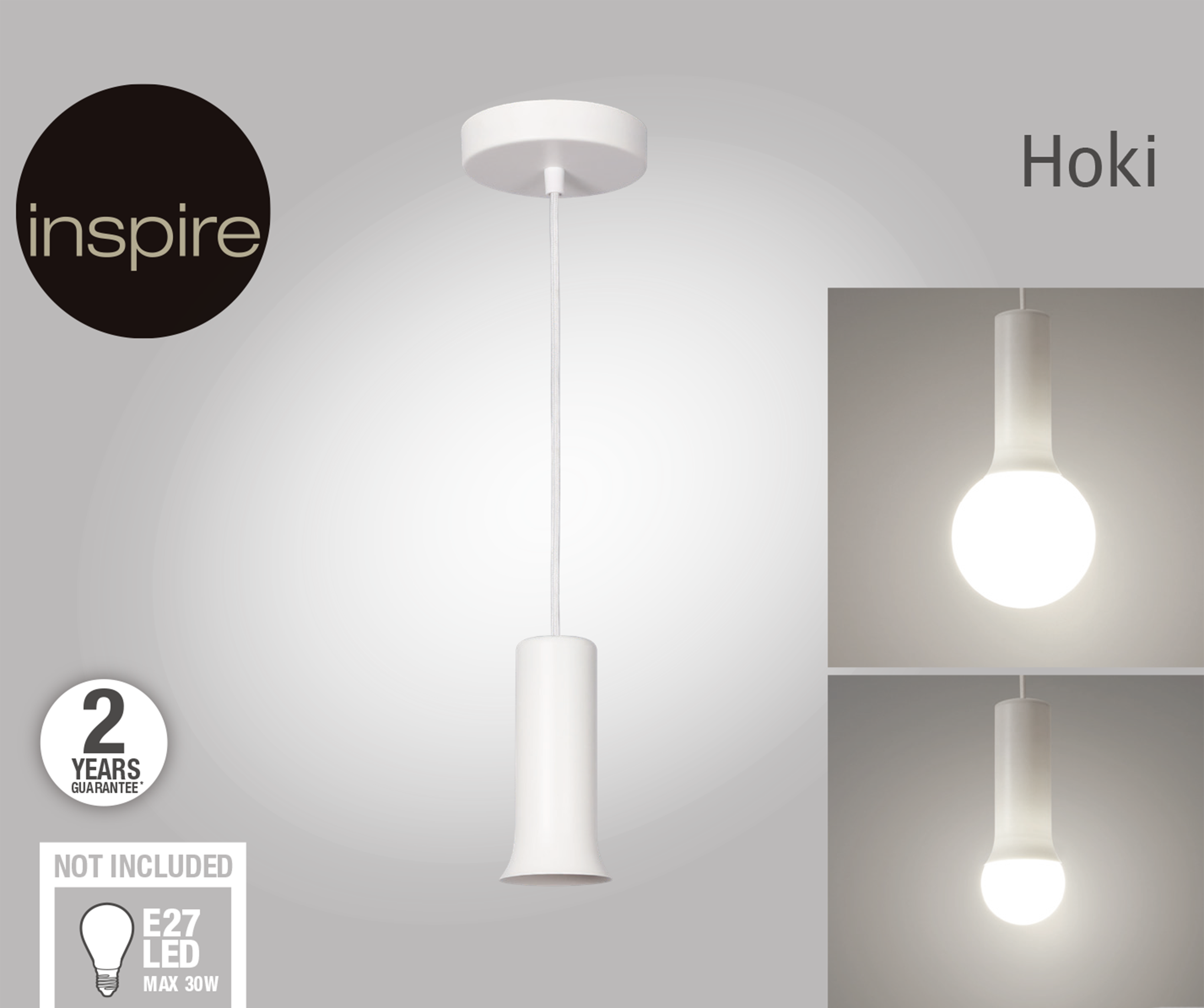 Lampa wisząca Hoki biała E27 Inspire - 2