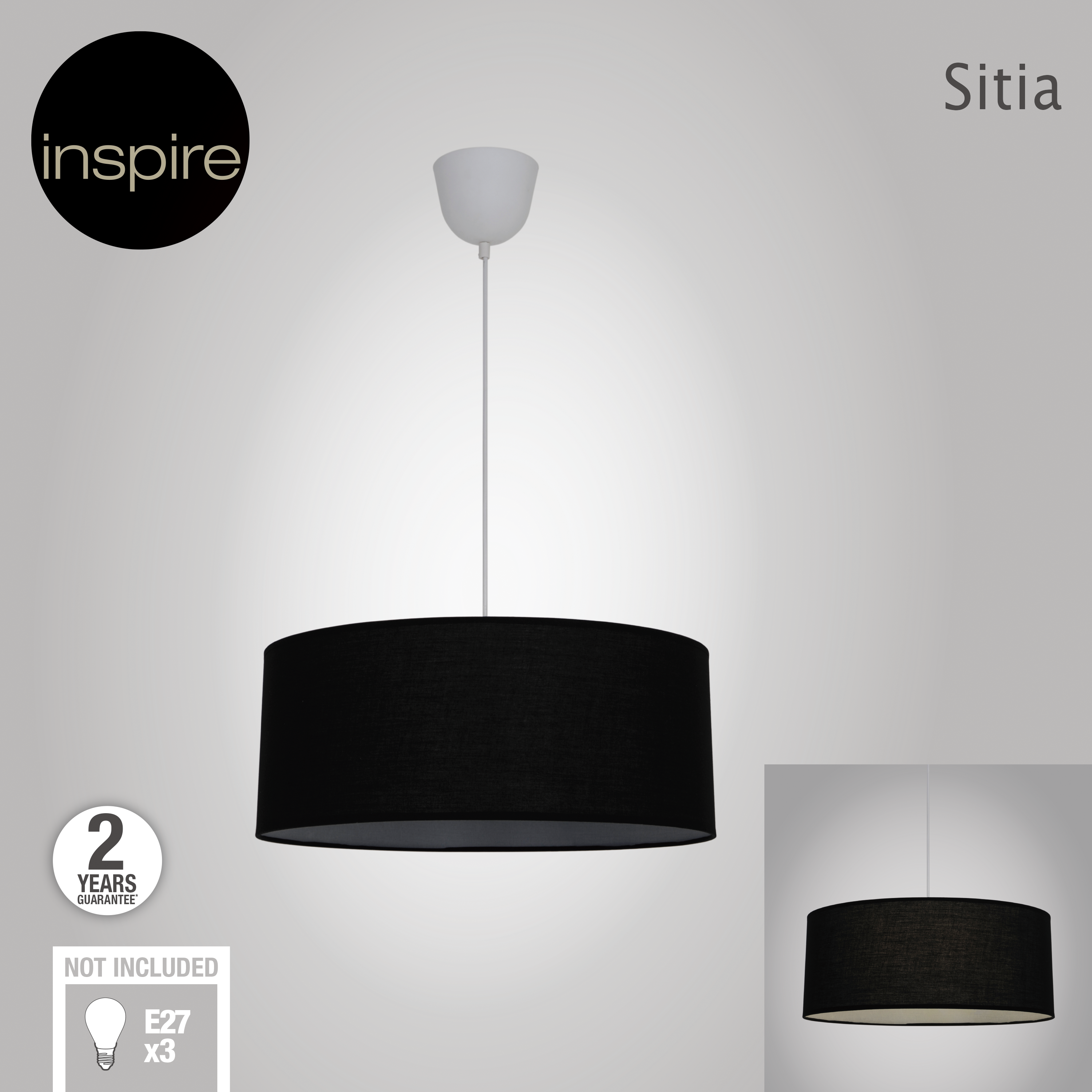Lampa wisząca Sitia 48 cm czarna 3 x E27 Inspire - 6