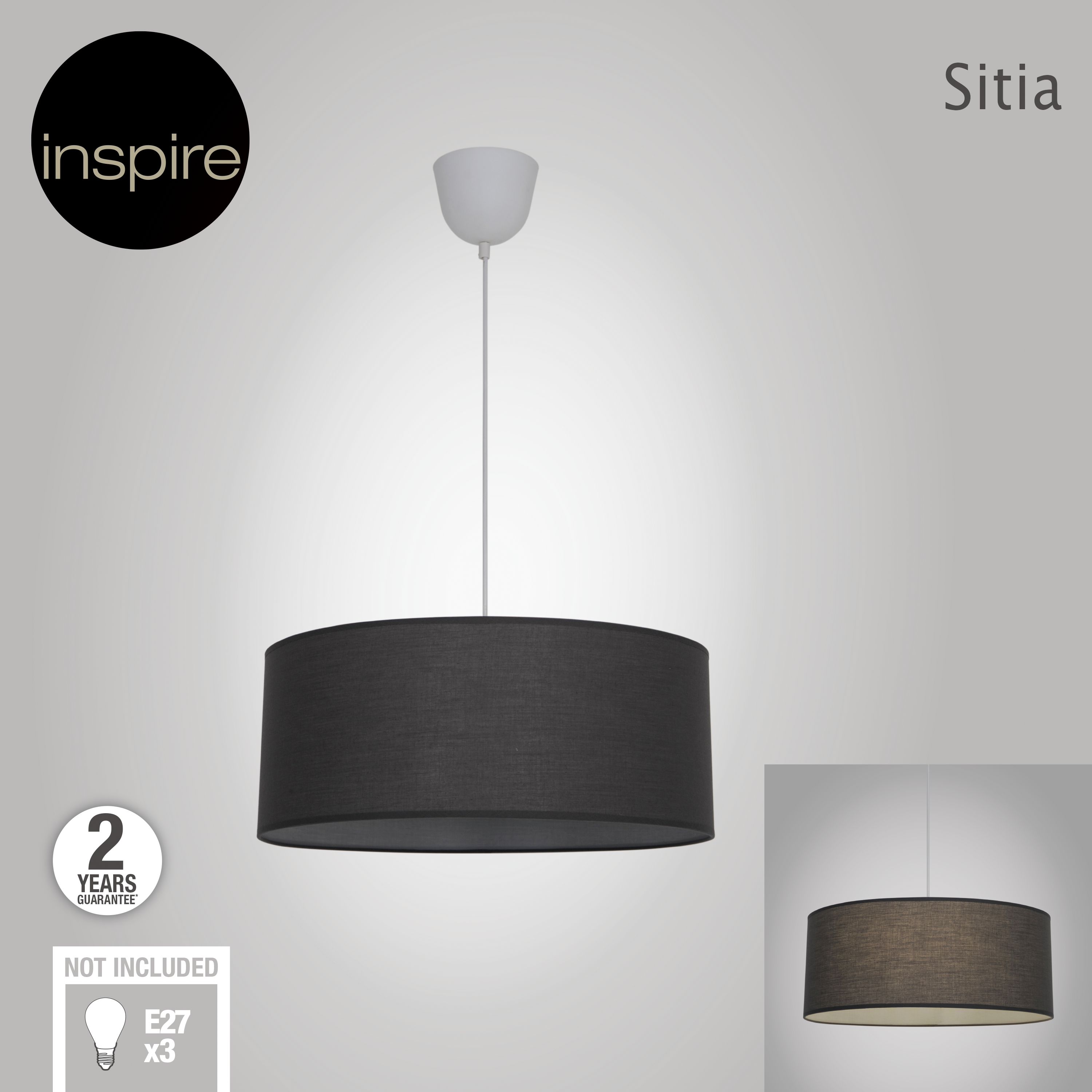Lampa wisząca Sitia 48 cm szara 3 x E27 Inspire - 3