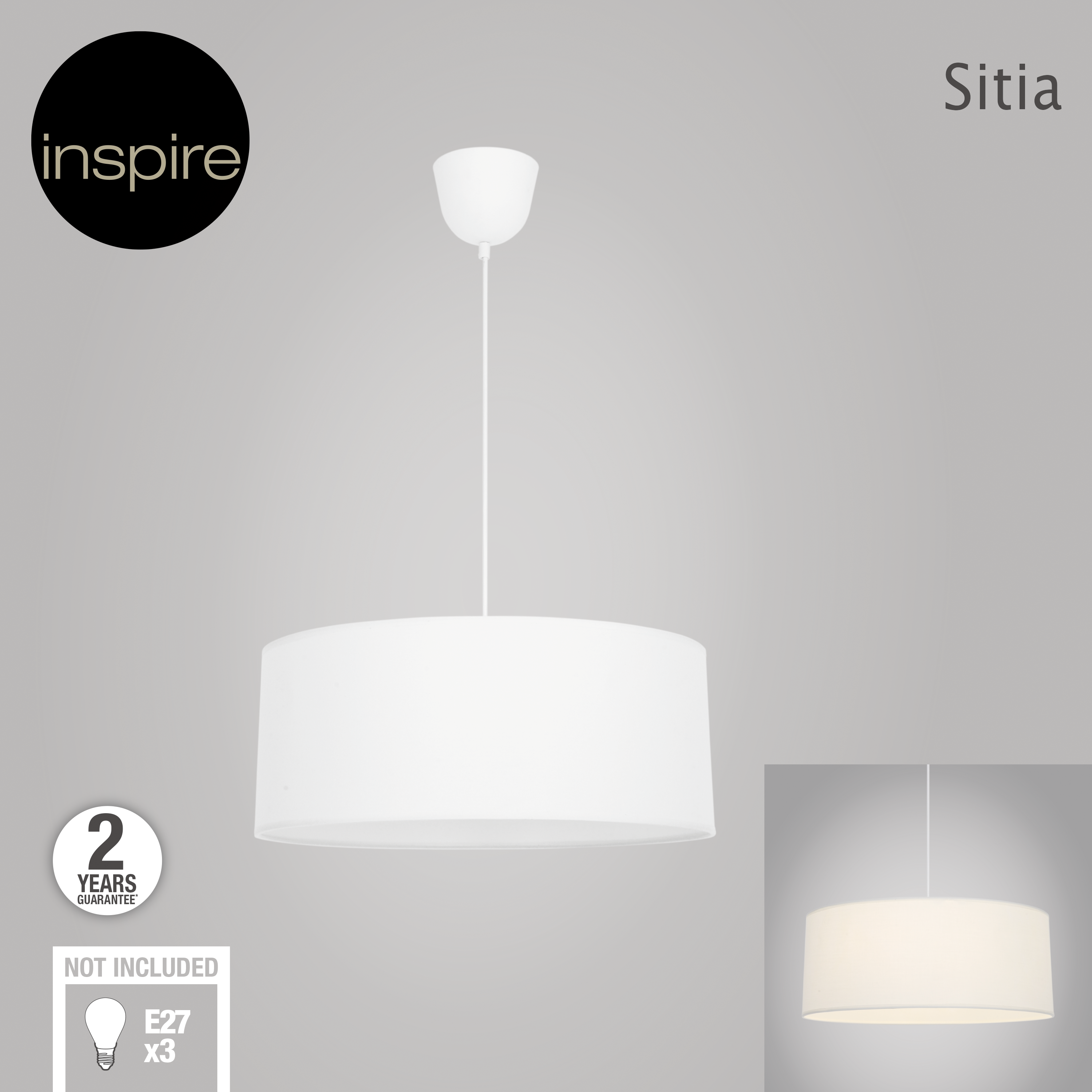 Lampa wisząca Sitia 48 cm biała 3 x E27 Inspire - 9