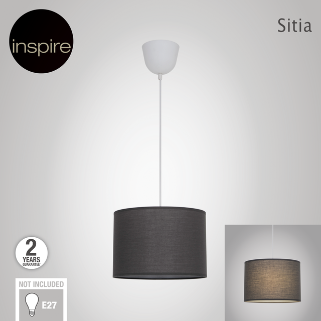 Lampa wisząca Sitia 28 cm szara E27 Inspire