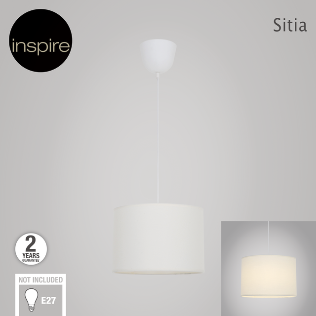 Lampa wisząca Sitia 28 cm biała E27 Inspire