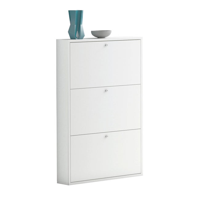 Scarpiera Slim 3 ante apertura a ribalta, L 73 x H 110 x P 15 cm 9 paia, bianco