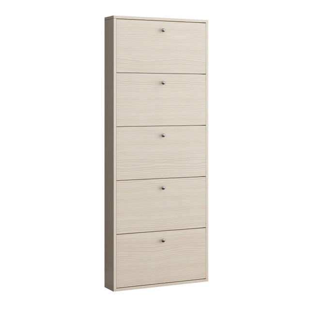 Scarpiera Slim olmo 5 ante L 73 x H 180 x P 15 cm 15 paia, beige