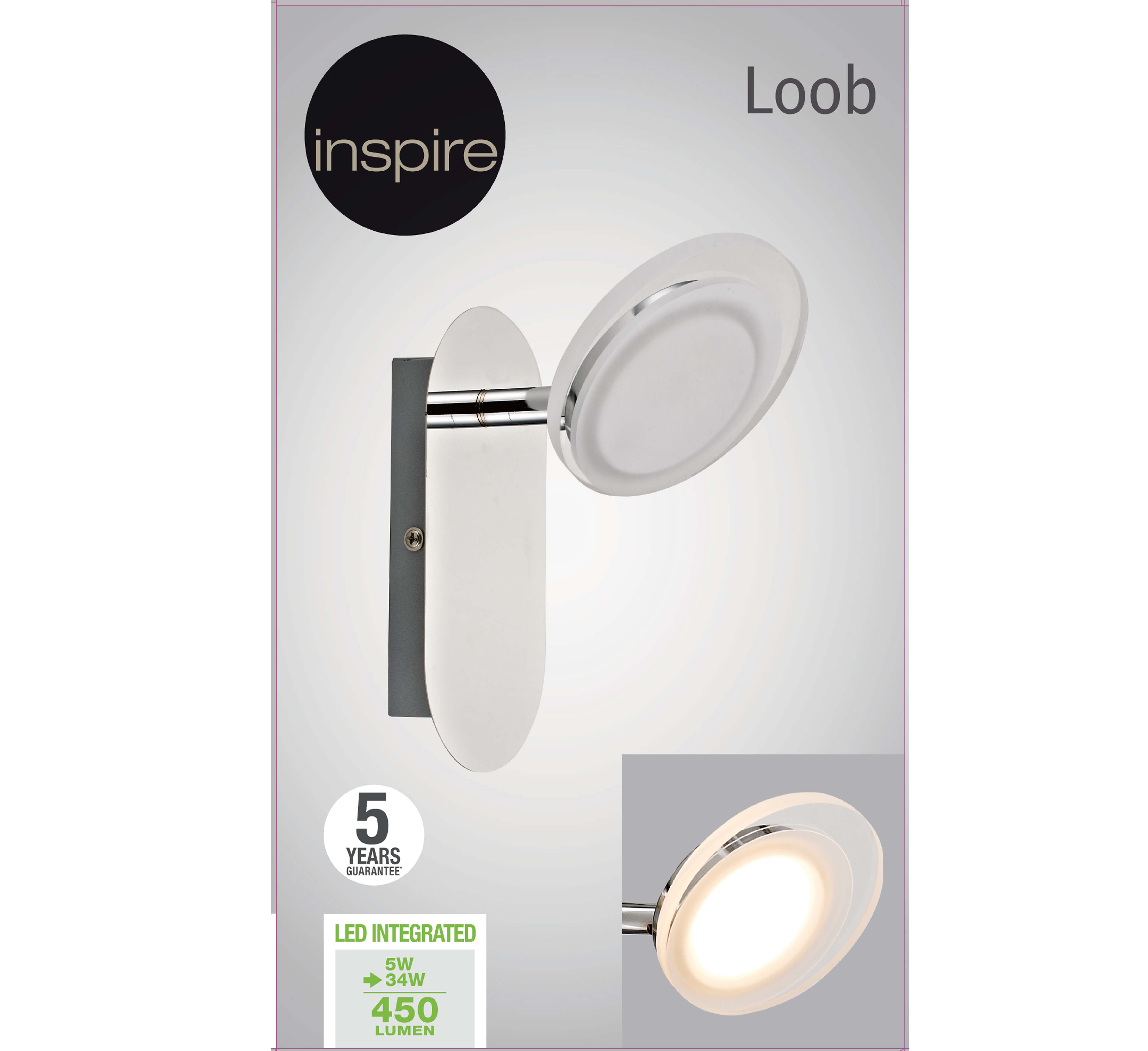 Spot patère LED design, fer chrome, INSPIRE Loob - 7