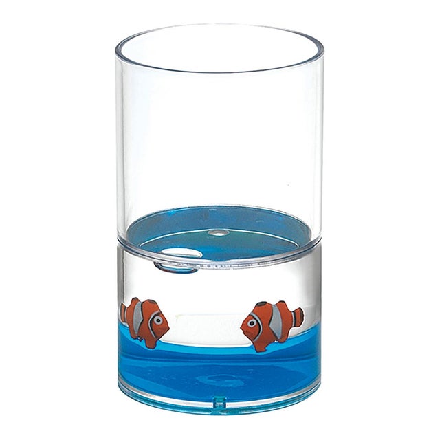 Bicchiere da bagno porta spazzolini Pyxis in resina trasparente/blu