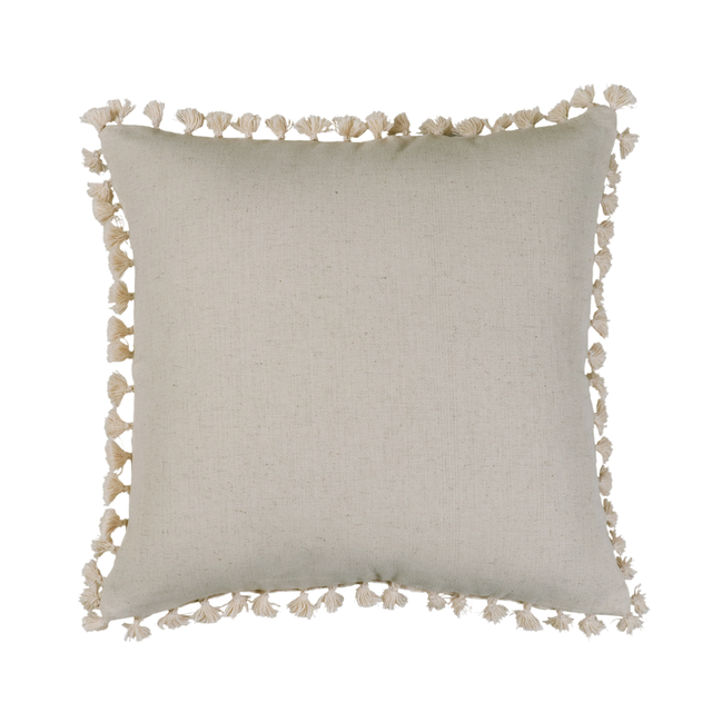 Cojín decorativo cuadrado Neilio Natural algodón liso natural pompón INSPIRE 45x45cm