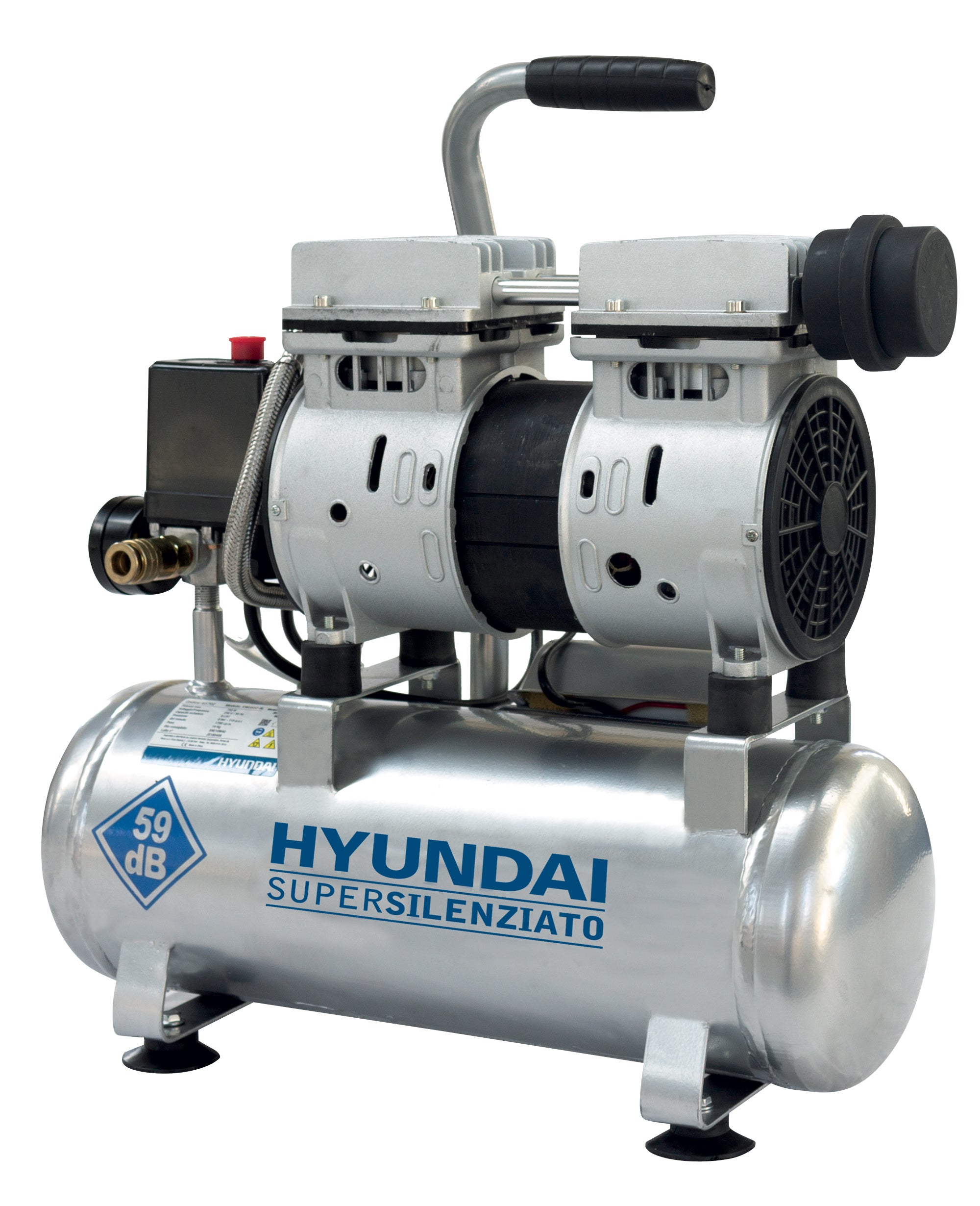 Compressore silenziato HYUNDAI OIL FREE 6 l, 1 hp, 8 bar - 3