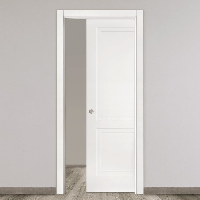 Porta interna scorrevole Polaris in legno colore bianco, L 70 x H 210 cm, apertura reversibile