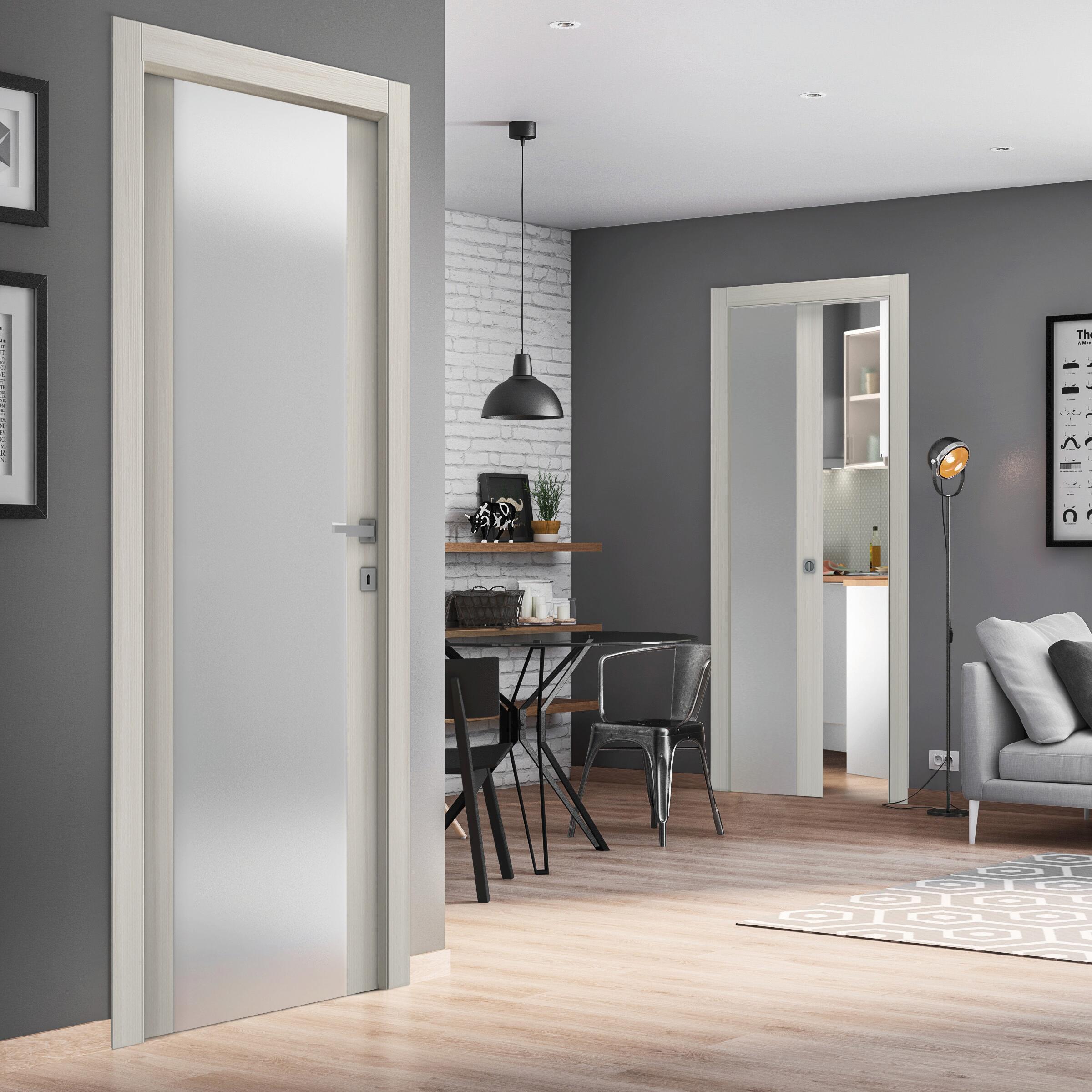 Porta scorrevole in vetro, L 80 x H 210 cm, palissandro, apertura reversibile Oxford Vetrata - 2