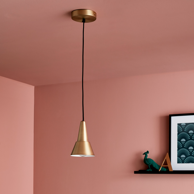 Lampadario Glamour Mazugi grigio paralume ottone E27 Ø12cm INSPIRE