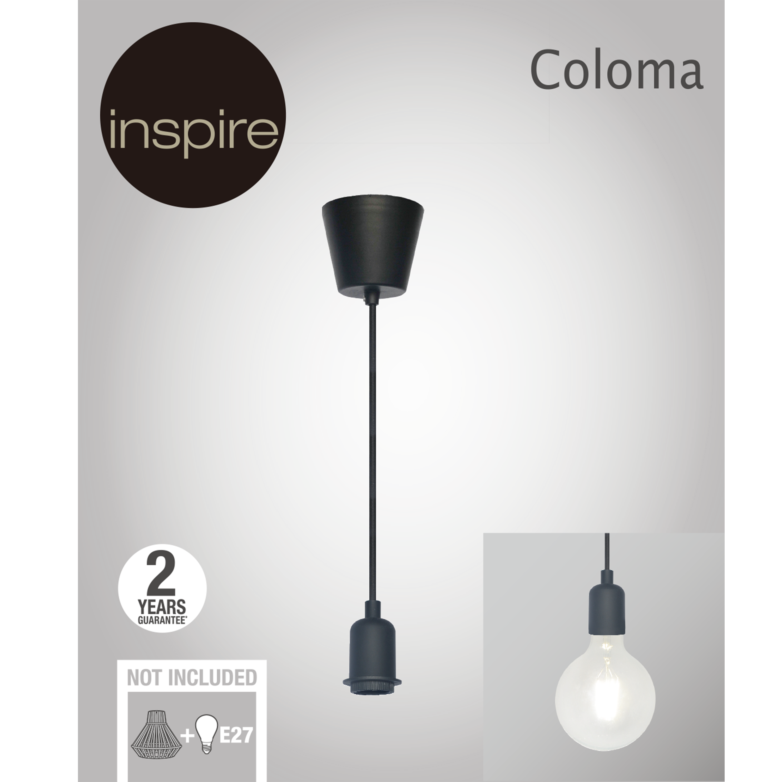 Suspension composable Coloma E27 INSPIRE, silicone noir - 10
