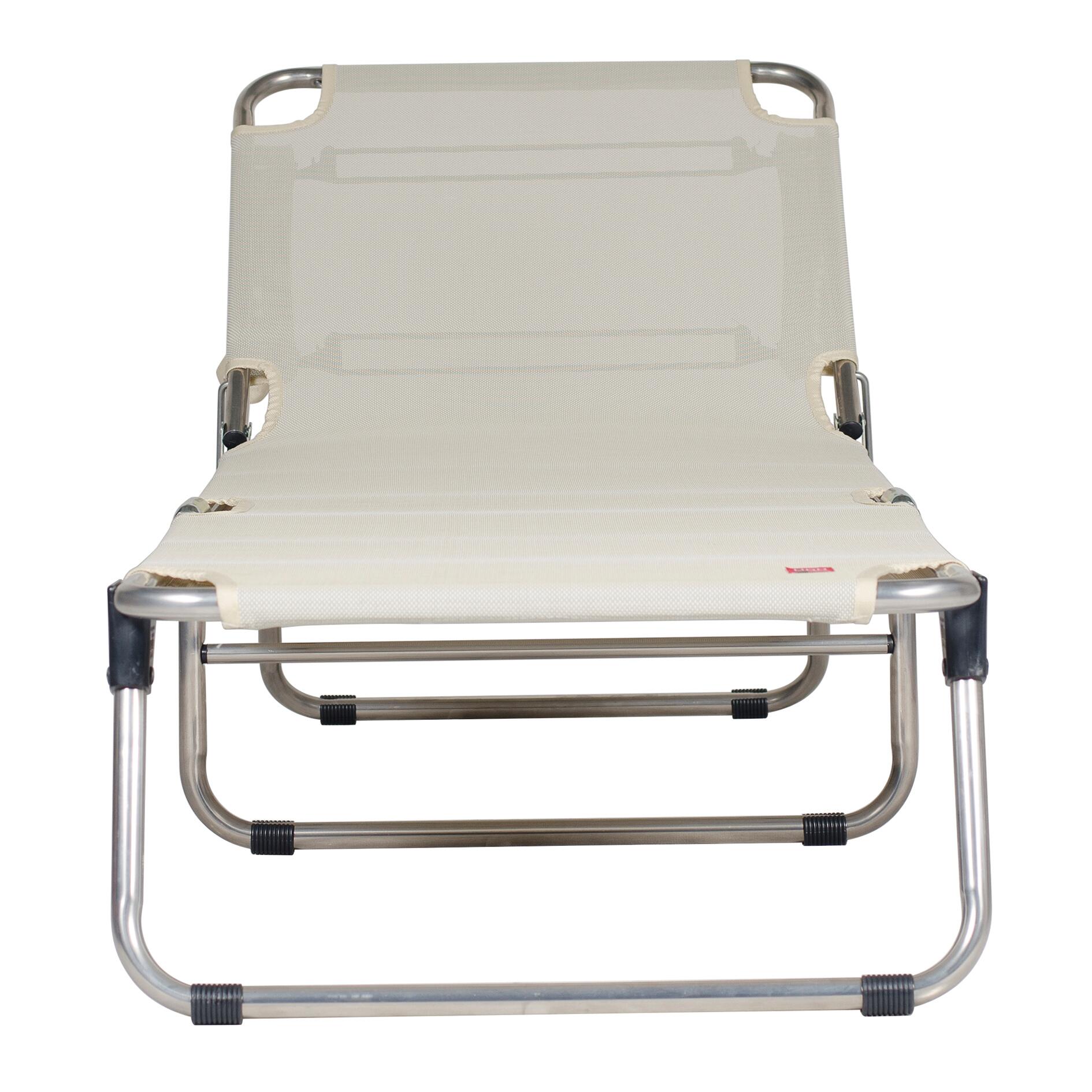 Lettino senza cuscino Sun FIAM in alluminio grigio e seduta beige - 2