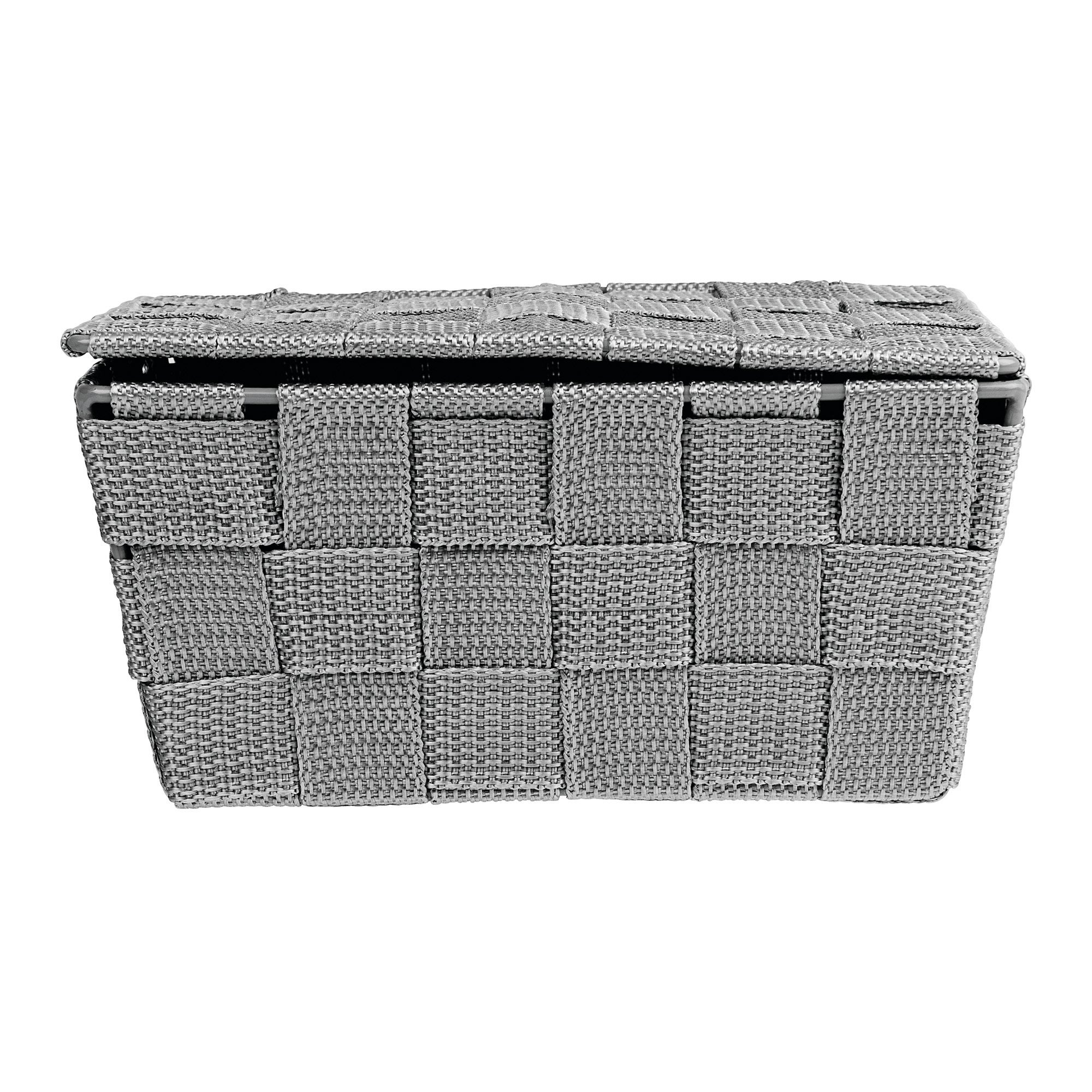 Scatola Cestino da bagno con coperchio L 19 x H 10 x P 14 cm grigio - 4