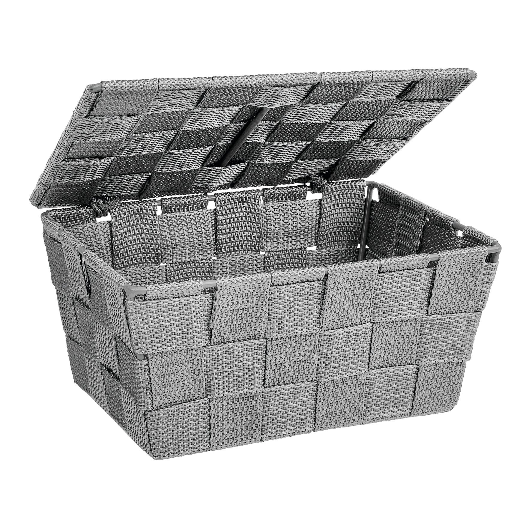 Scatola Cestino da bagno con coperchio L 19 x H 10 x P 14 cm grigio - 6