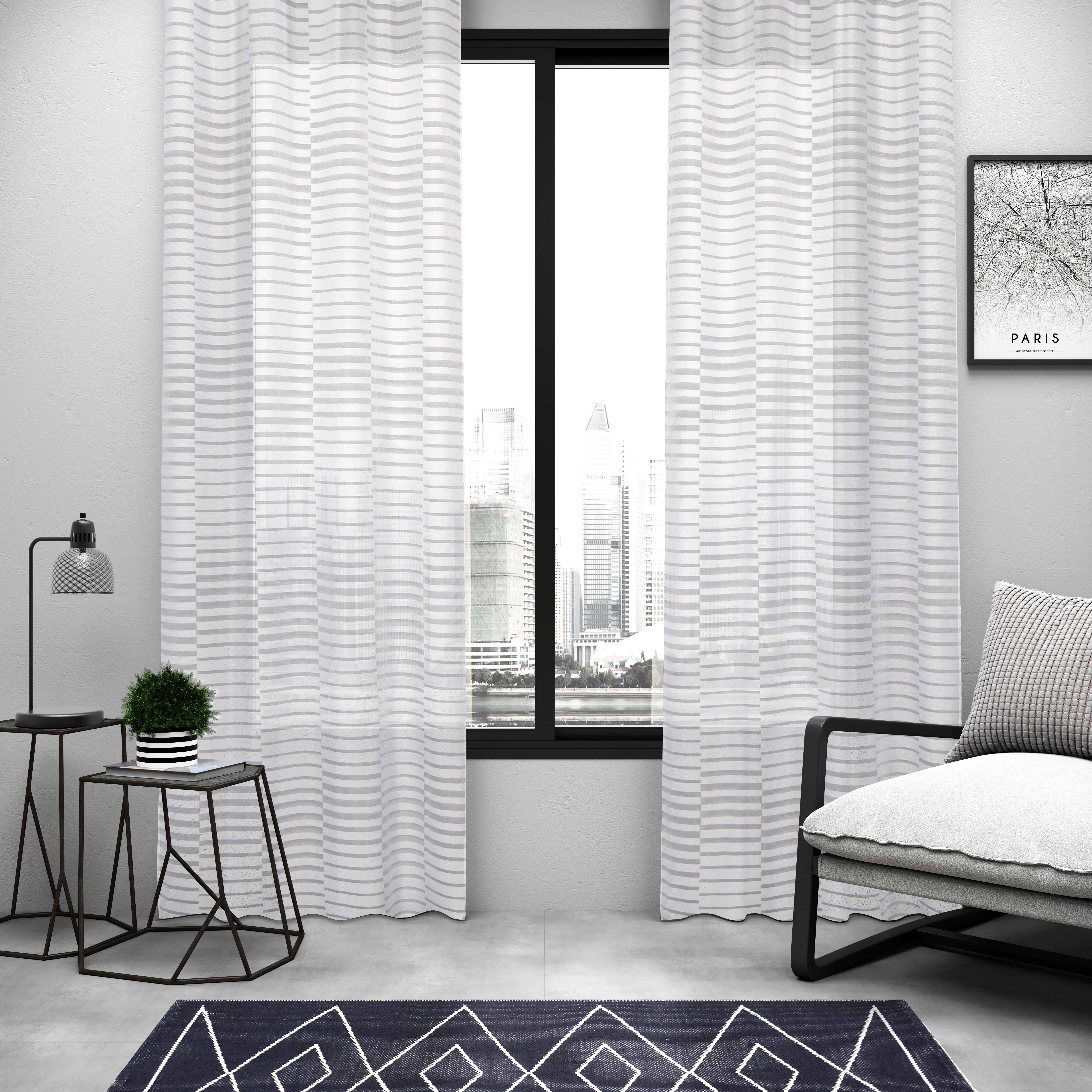 Tenda Lenael bianco, fettuccia e passanti nascosti 140x280 cm INSPIRE - 3