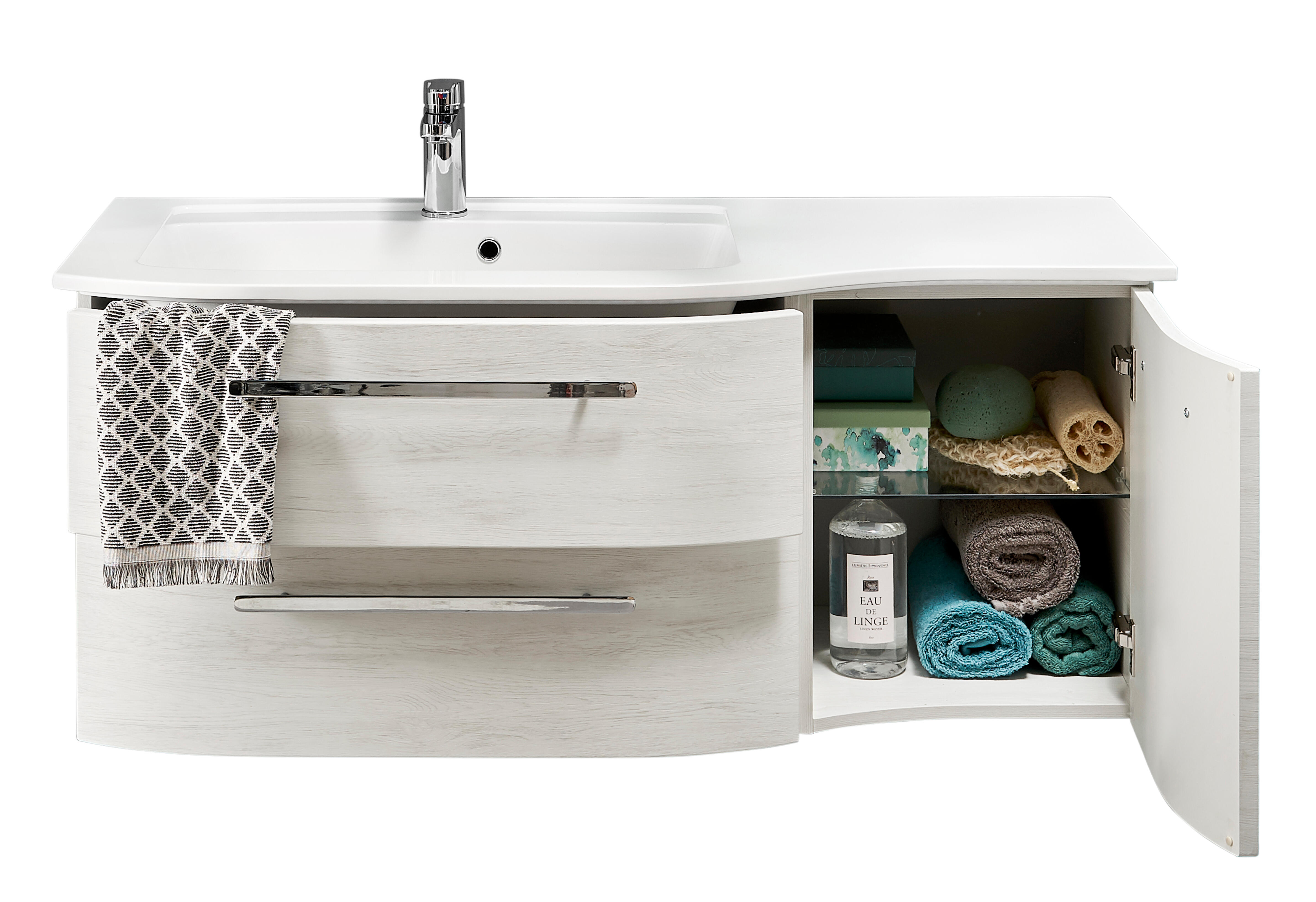 Mobile da bagno sospeso sotto lavabo L 117 x H 48 x P 49.5 cm bianco, 2 cassetti 1 anta PELIPAL Contea - 3