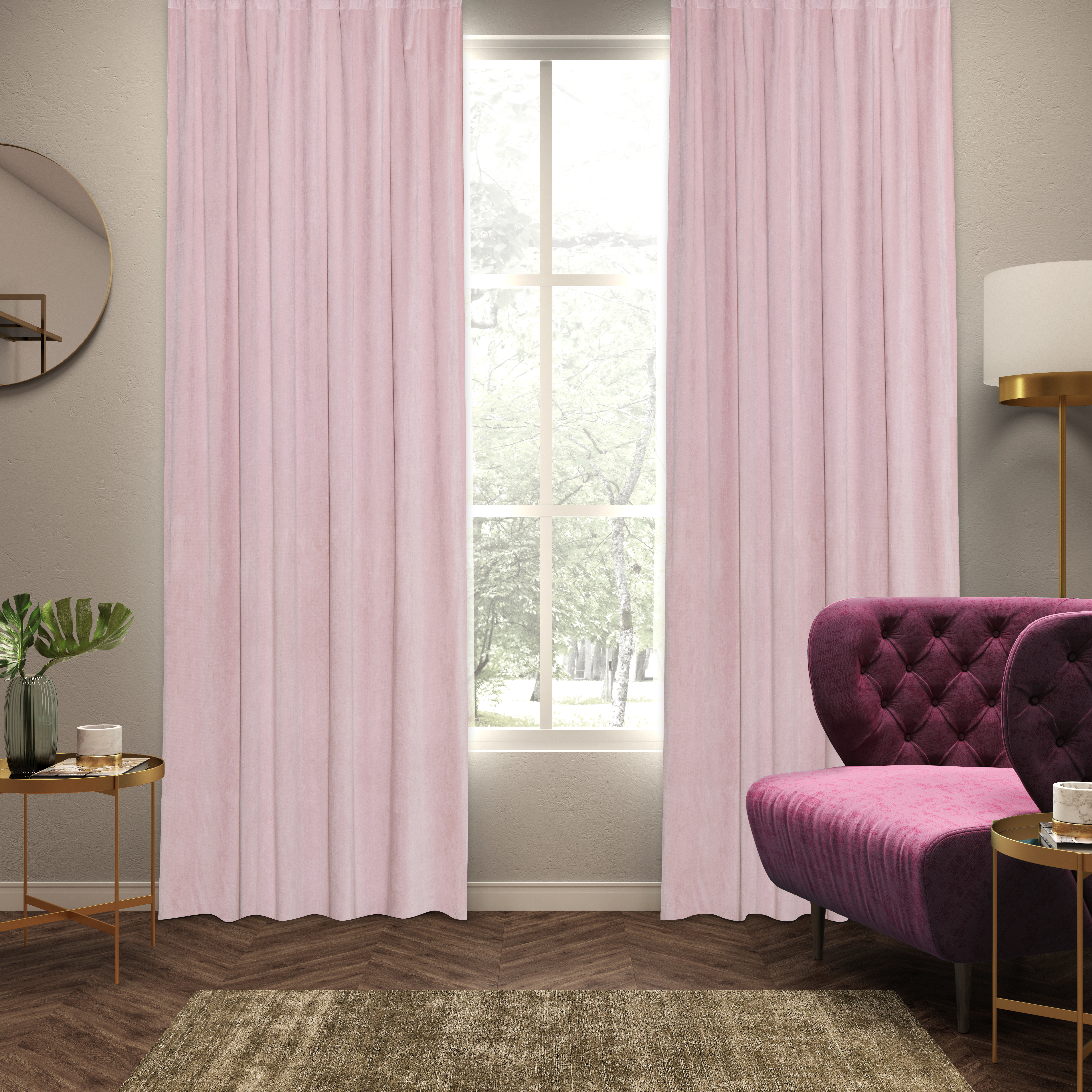 Zasłona welurowa Dubbo różowa 140 x 280 cm na przelotkach Inspire - 3