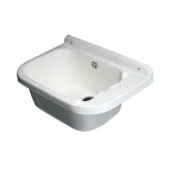 Lavatoio per bucato in polipropilene bianco GAROFALO Basin new L 50 x P 35 x Sp 50 cm da interno ed esterno