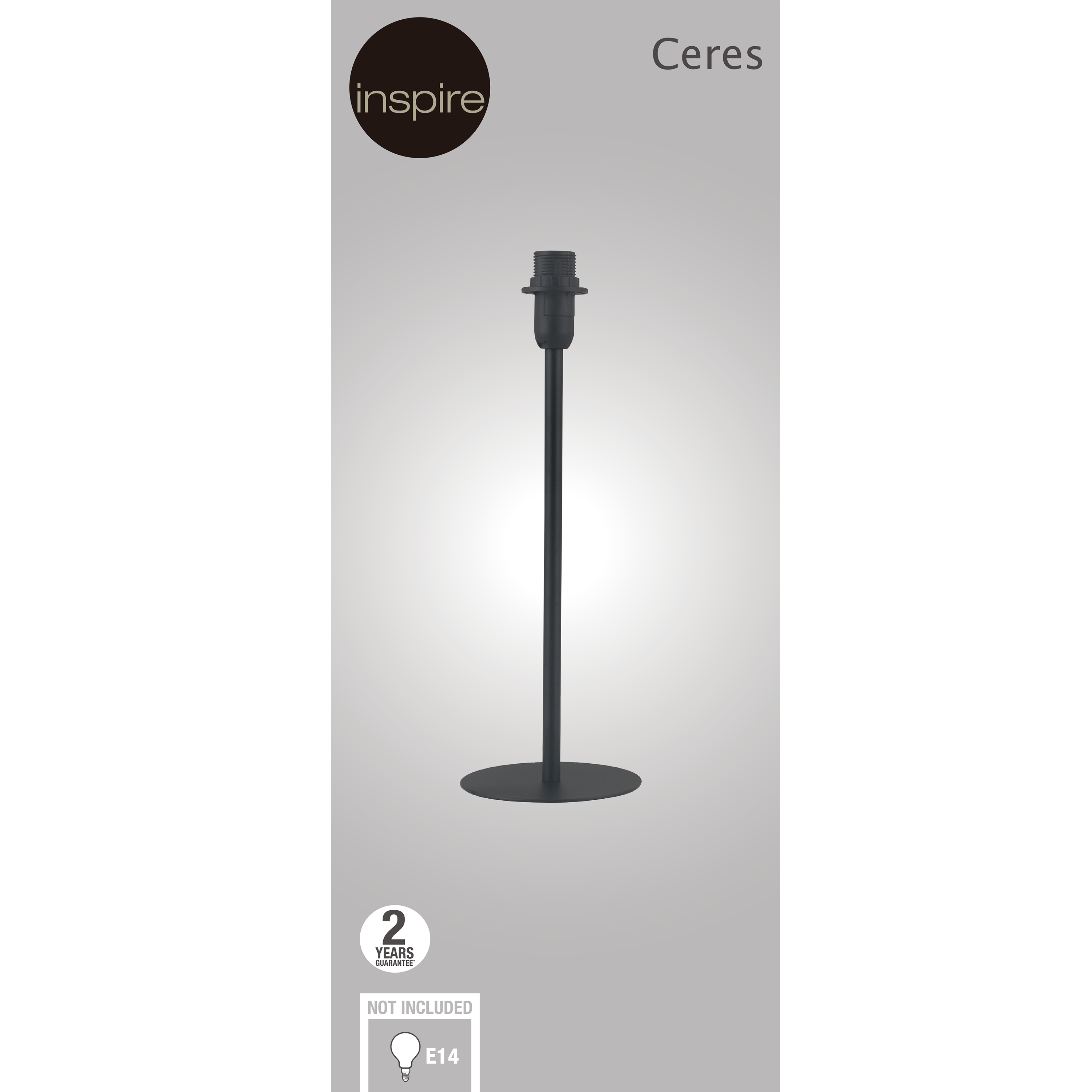 Pied de lampe Ceres, acier noir mat, 35 cm, INSPIRE - 4