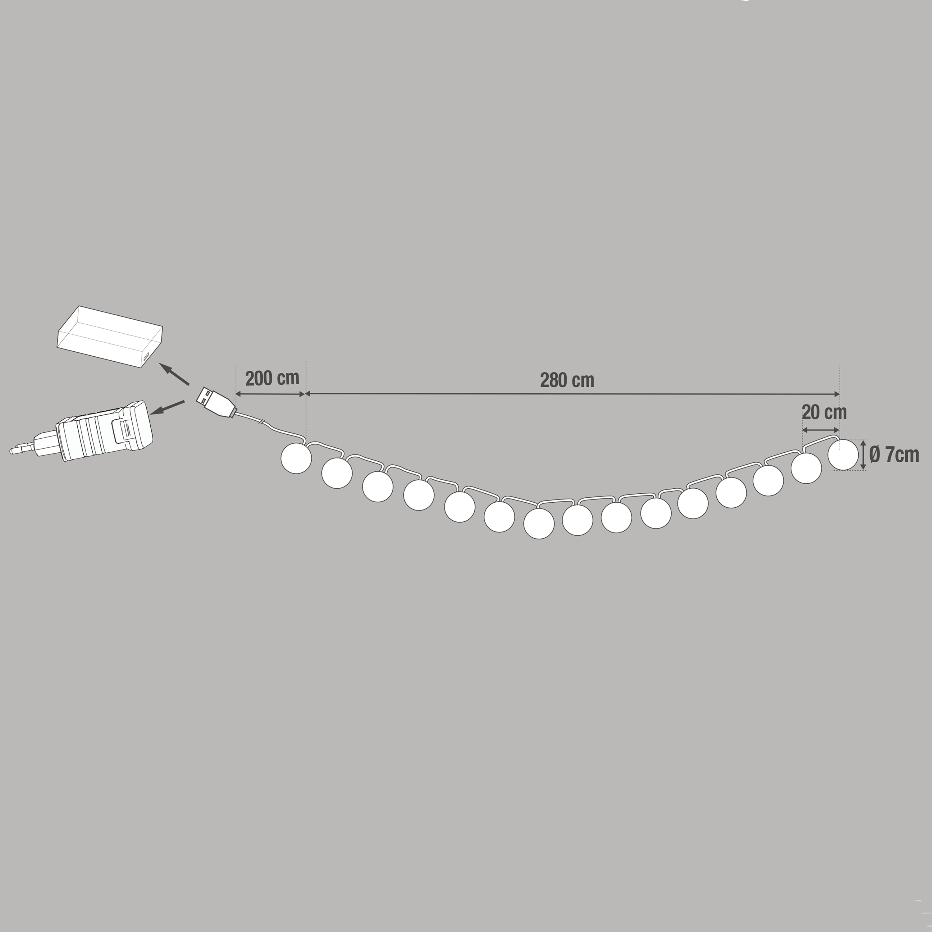 Guirlande Module LED USB + piles, blanc chaud, Hataru Magical INSPIRE - 4