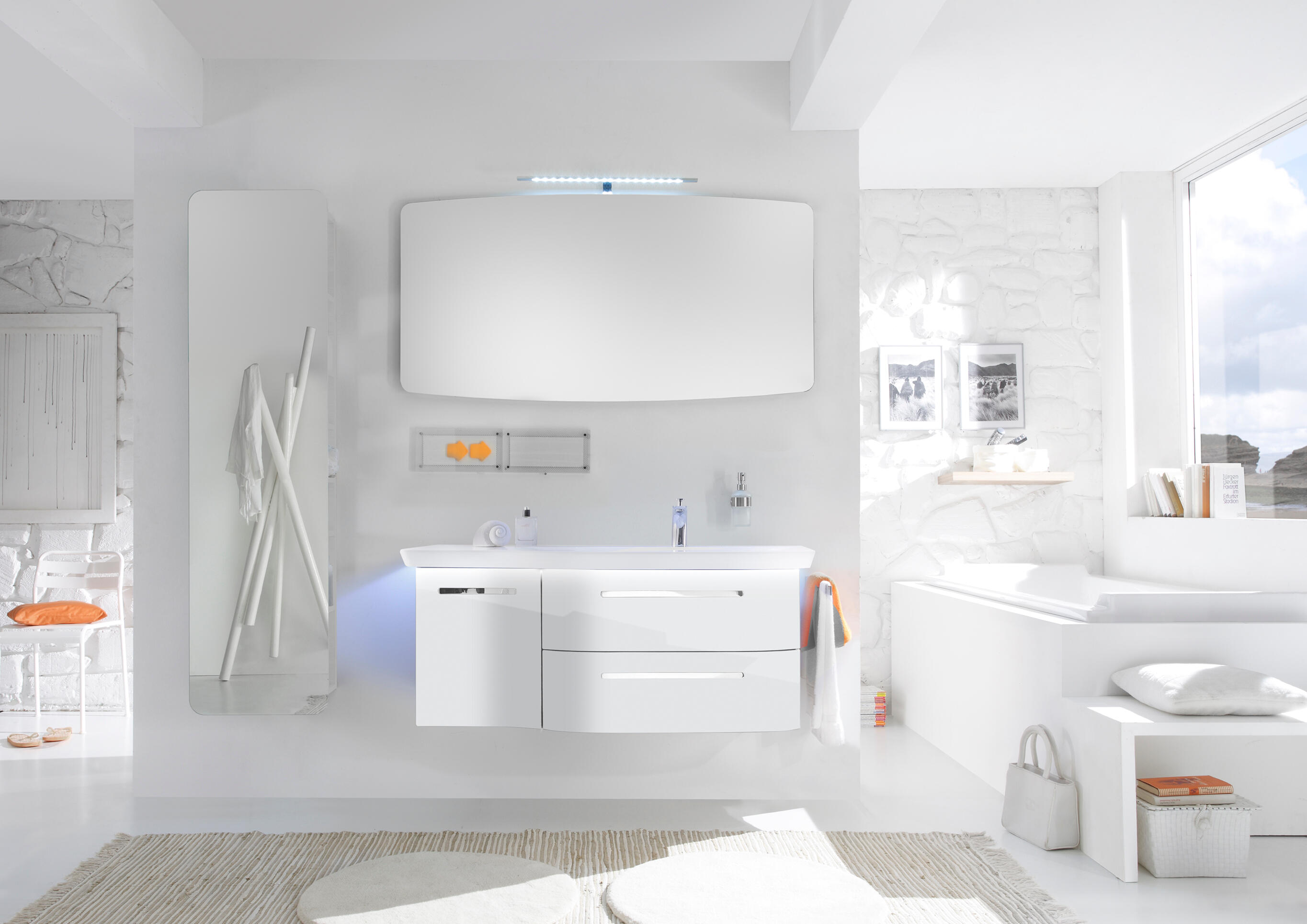 Lavabo a incasso rettangolare Neo Moon L 121 x H 2.5 cm in resina bianco - 2