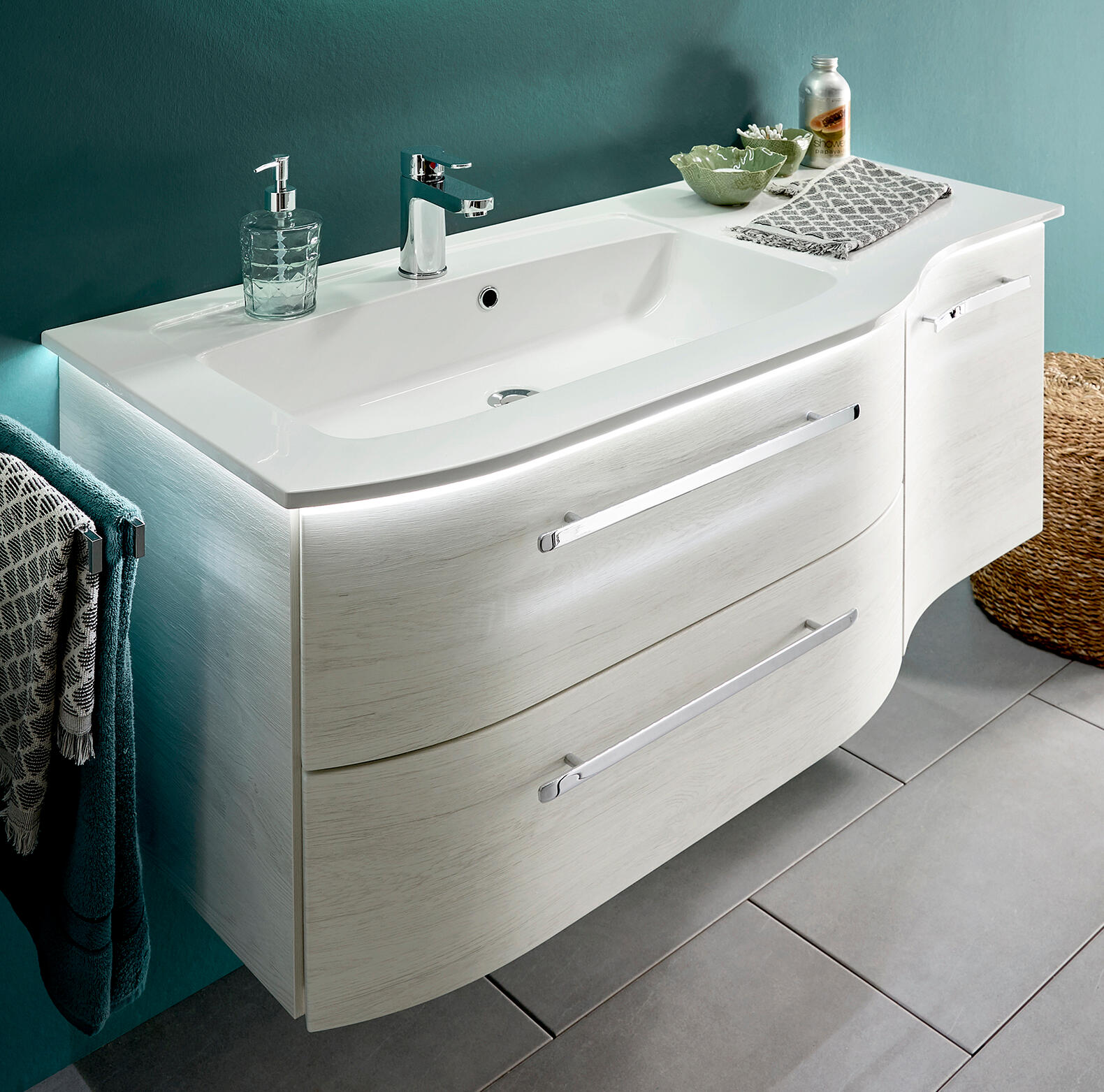 Lavabo a incasso rettangolare L 120.7 x H 2.5 x P 46 cm in resina bianco lucido - 4