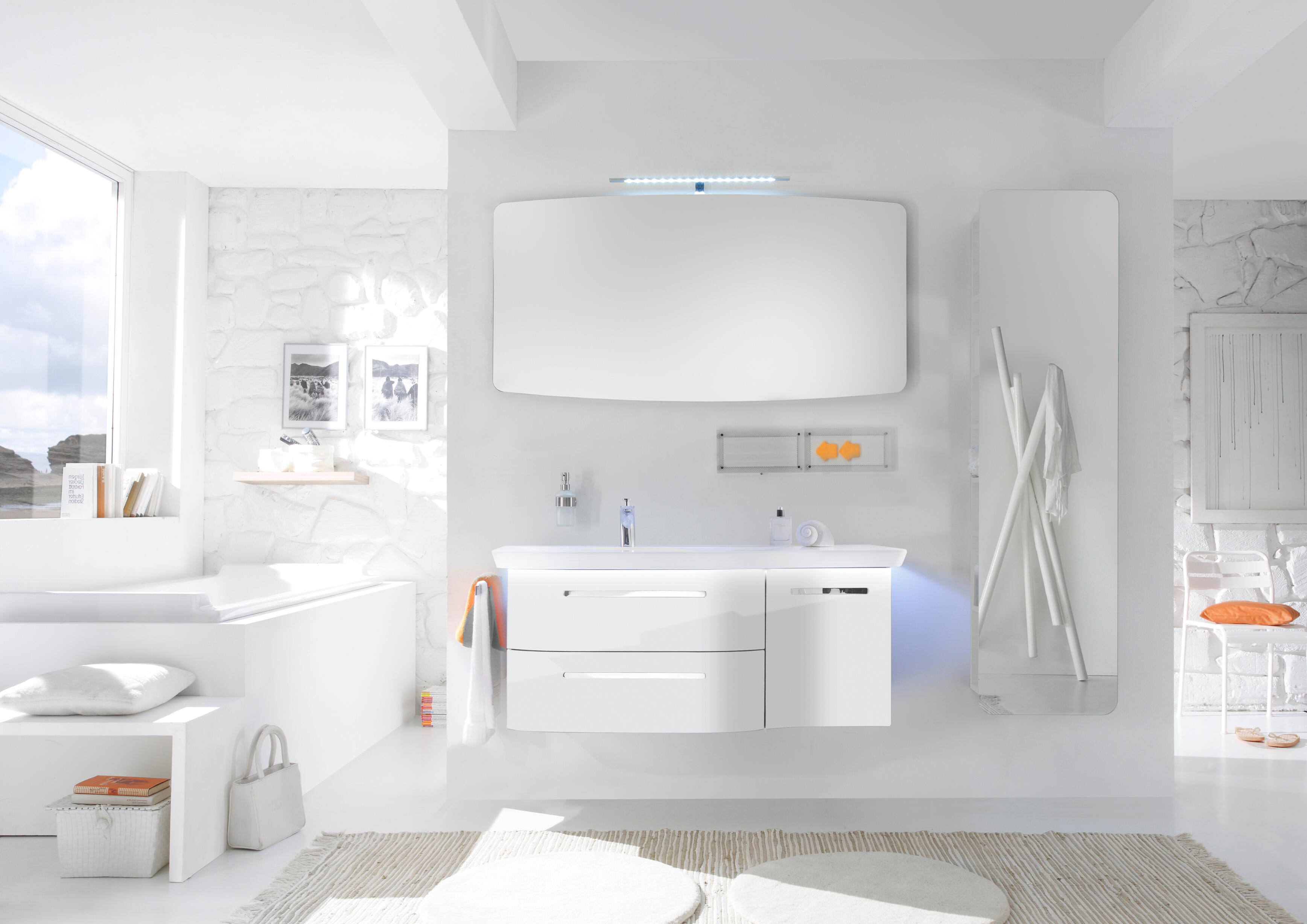 Lavabo a incasso rettangolare L 120.7 x H 2.5 x P 46 cm in resina bianco lucido - 3
