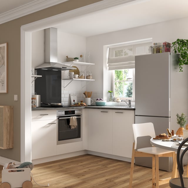 Meuble bas d'angle de cuisine Sofia blanc 2 portes H77 x l97