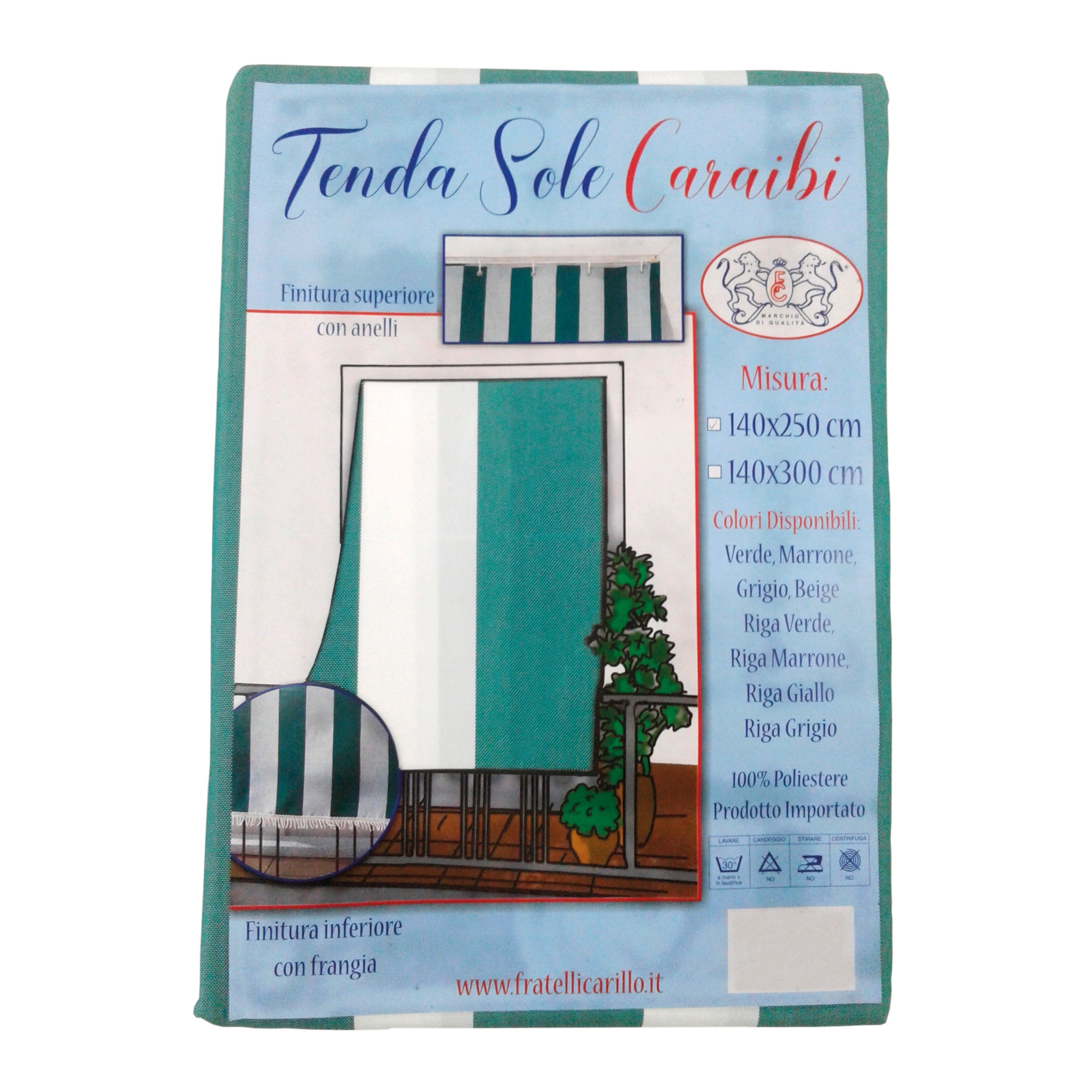 Tenda Sole Caraibi verde e bianco, occhiello 140x300 cm - 5