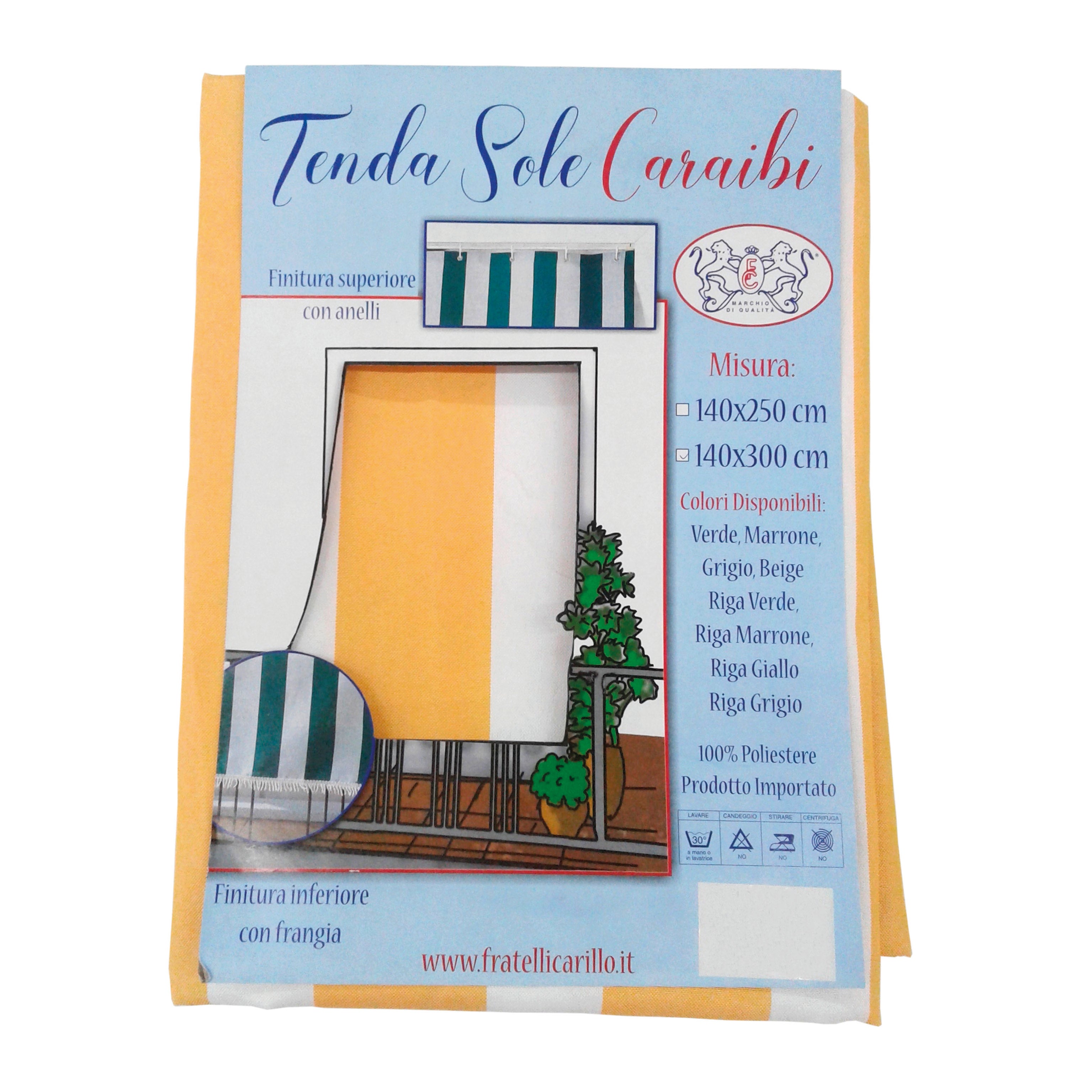 Tenda Sole Caraibi giallo, occhiello 140x300 cm - 5