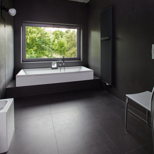 Piastrella da pavimento e rivestimento interno in gres porcellanato 50 x 100 cm rettificato nero opaco Concrete Negro R9 traffico intenso (pei 4/5) Sp. 3.5 mm