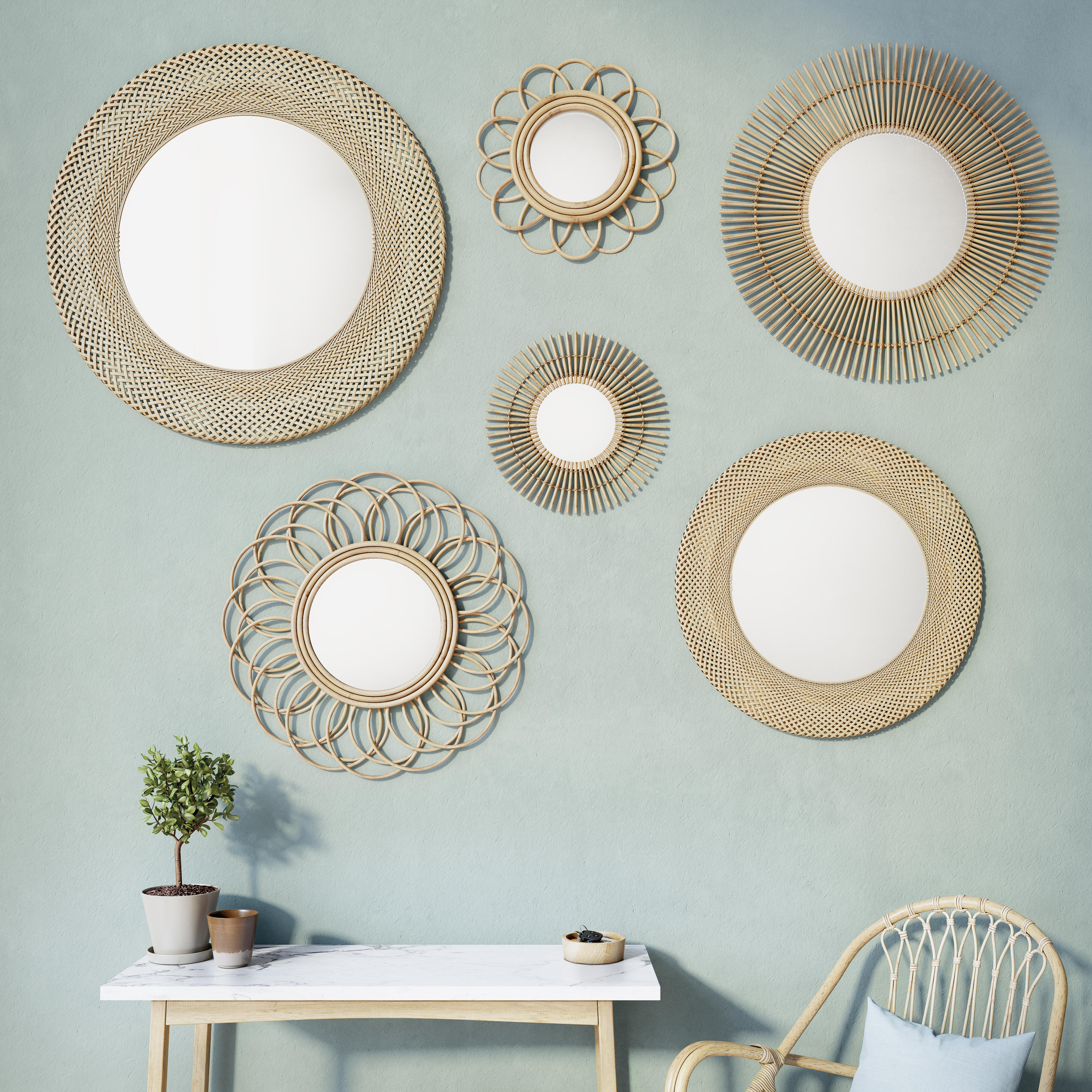 Lustro w bambusowej ramie Bamboo okrągłe śr. 55 cm Inspire - 21
