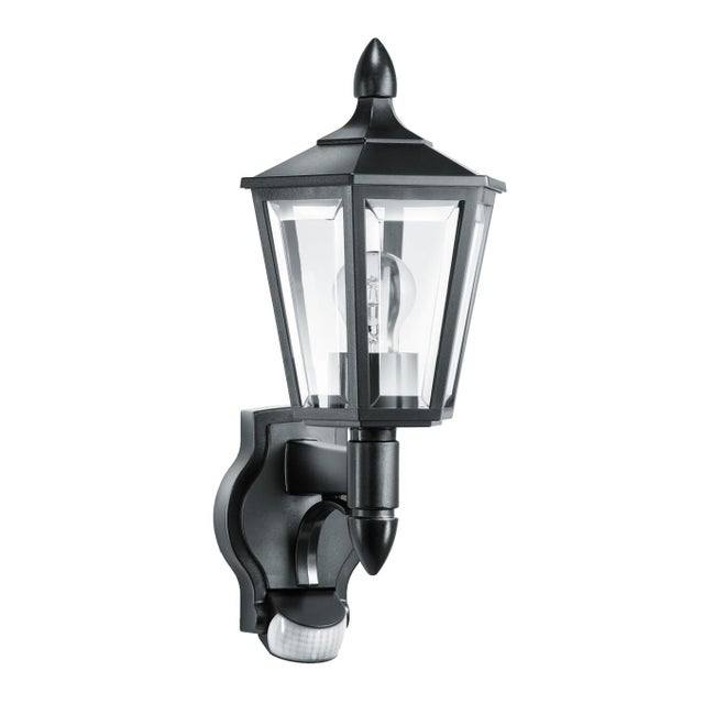Applique neoclassico da esterno L 15 S nero con sensore di movimento IP44 E27 STEINEL