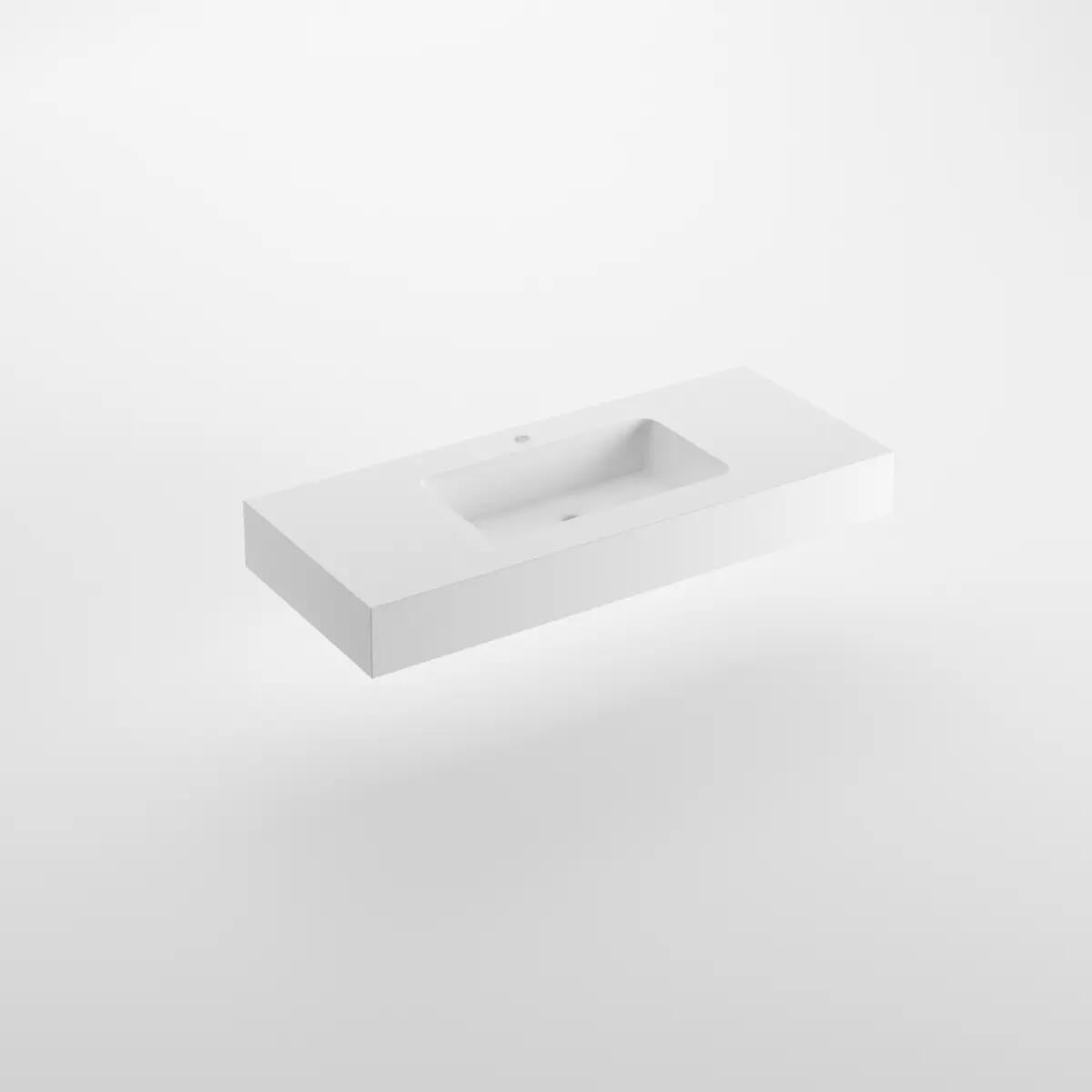 Lavabo a incasso rettangolare L 120 x H 14 x P 46 cm in solid surface bianco - 2